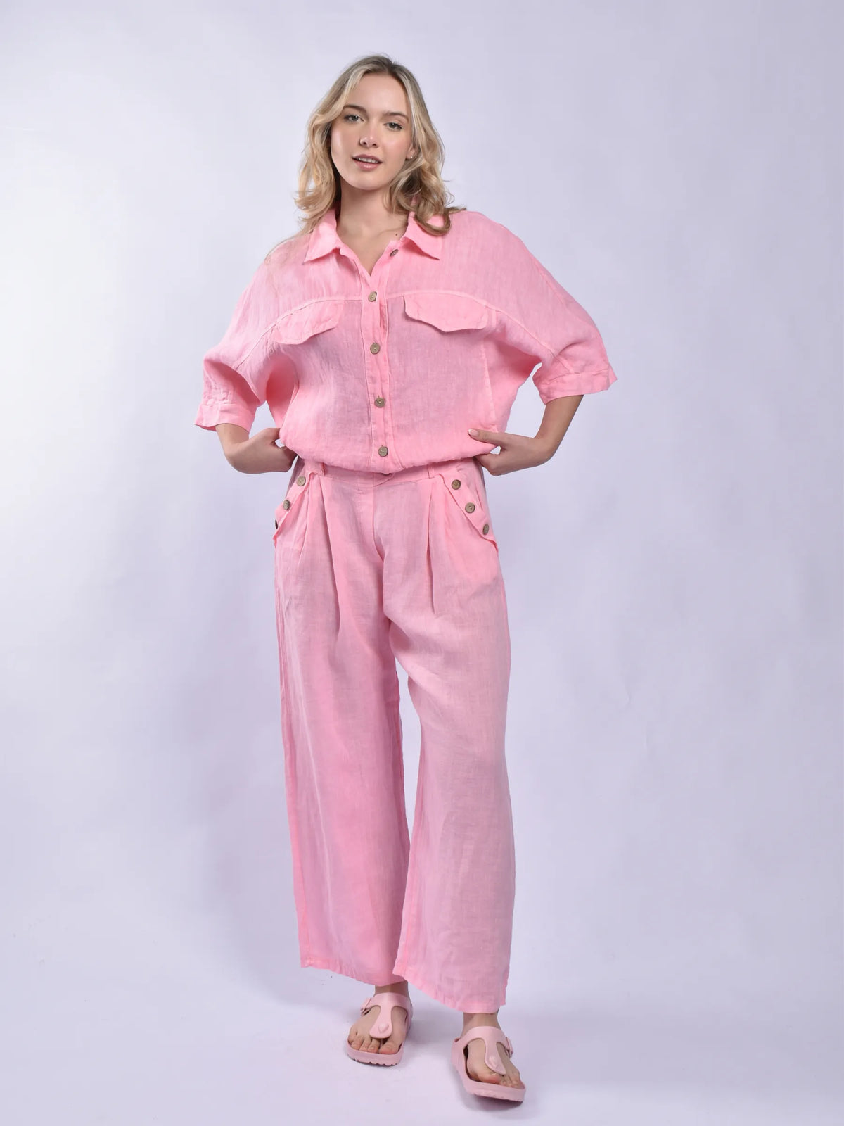Made In Italy Linen Palazzo Pants