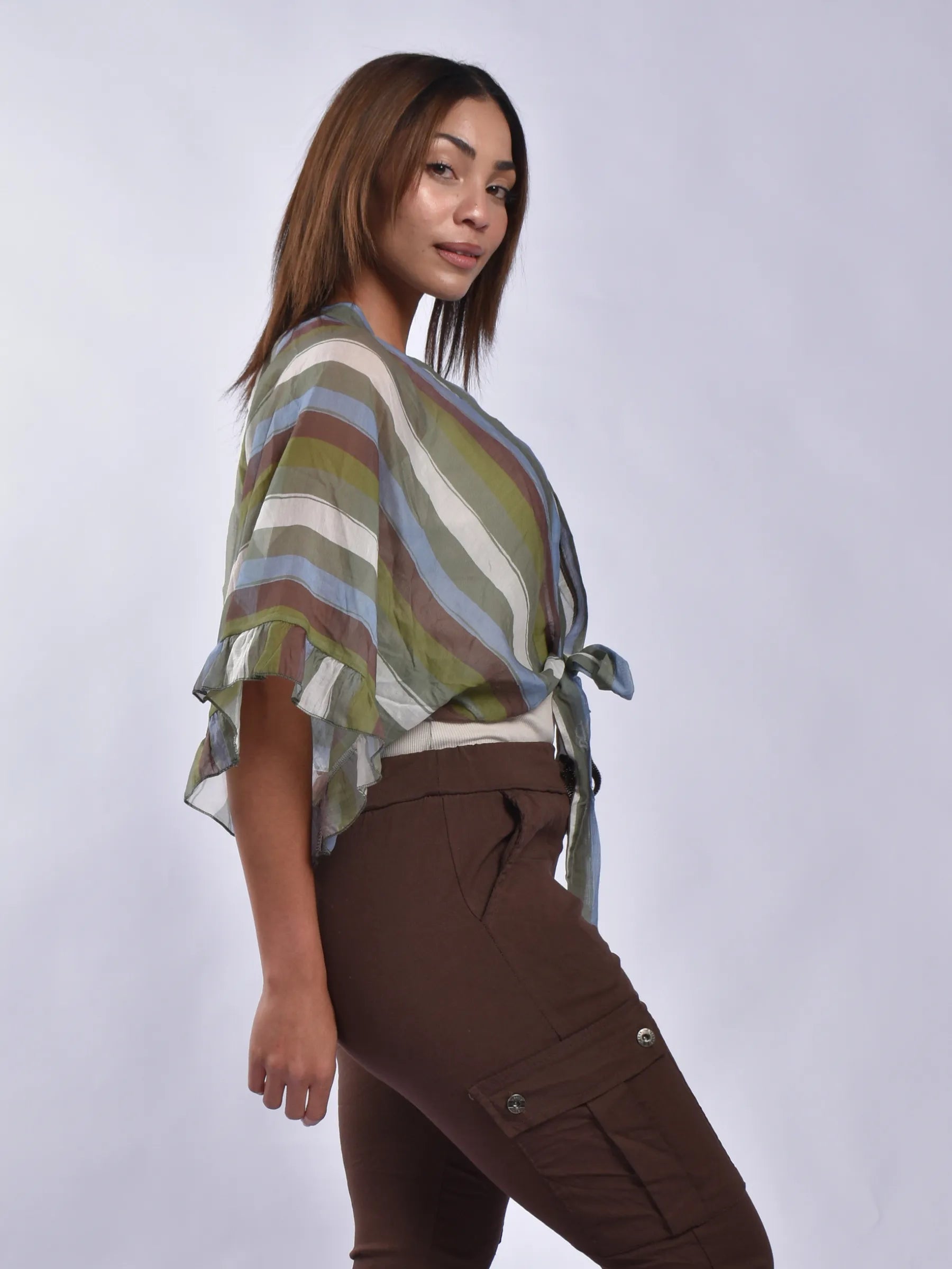 Made In Itale Tie Front Top