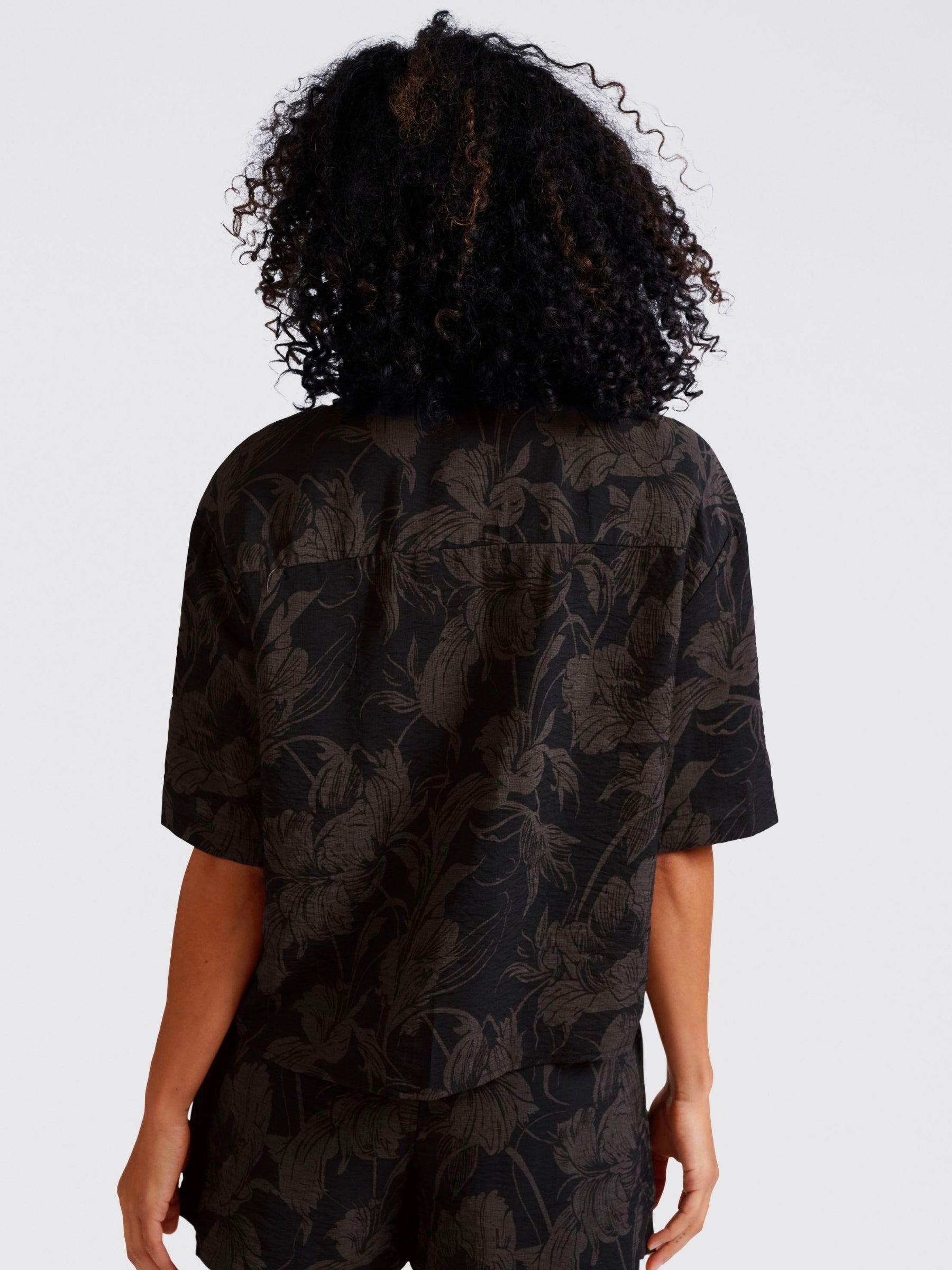 YAYA WASHED BLACK DESSIN BLOUSE
