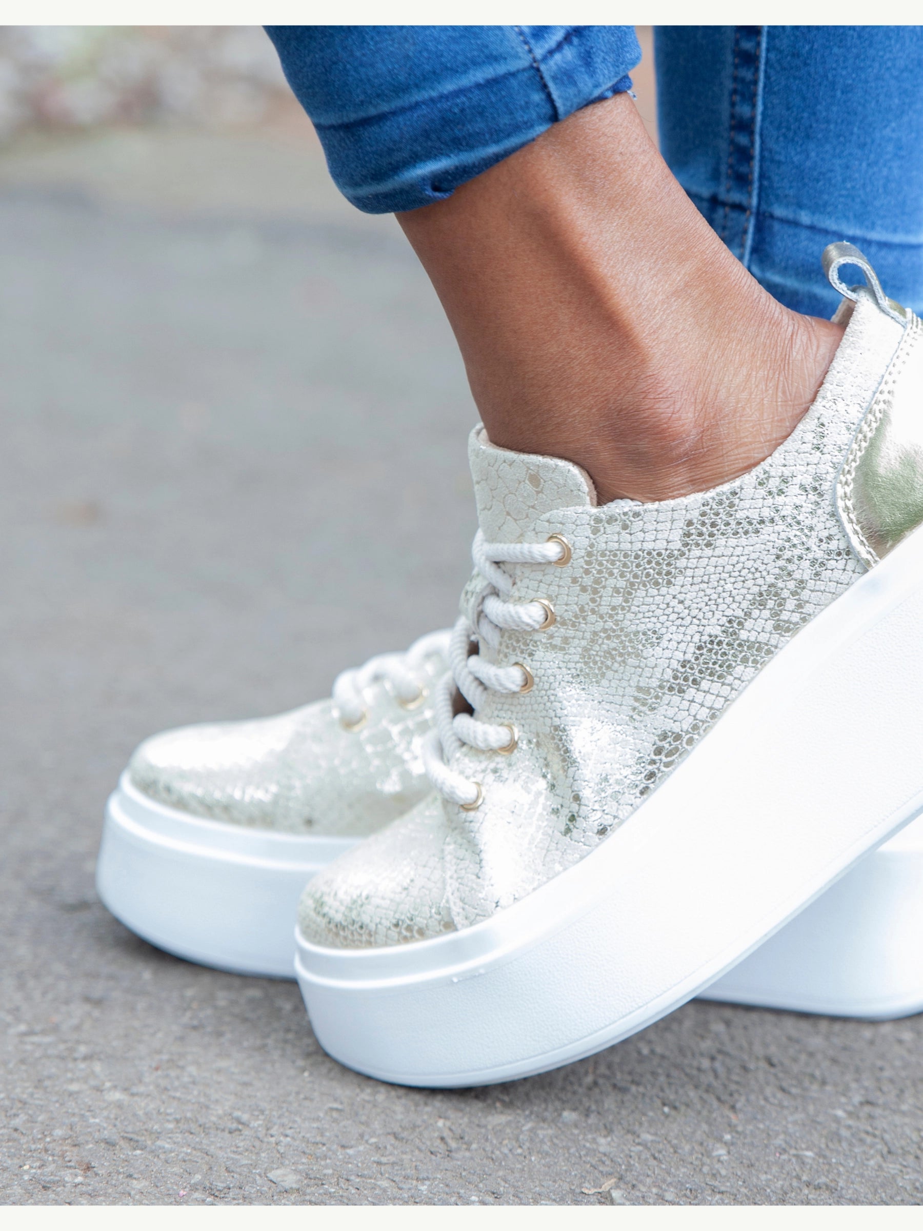 JULZ SILVER SNAKE BARI SNEAKER