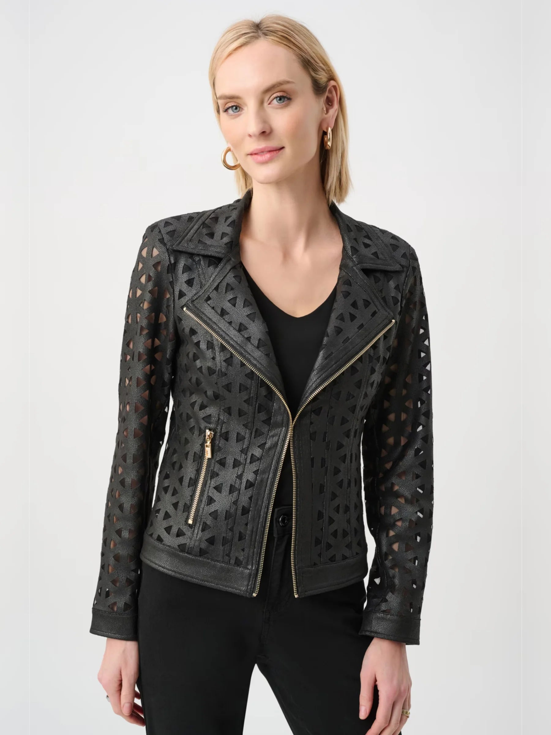 Joseph Ribkoff Leather Biker Jacket