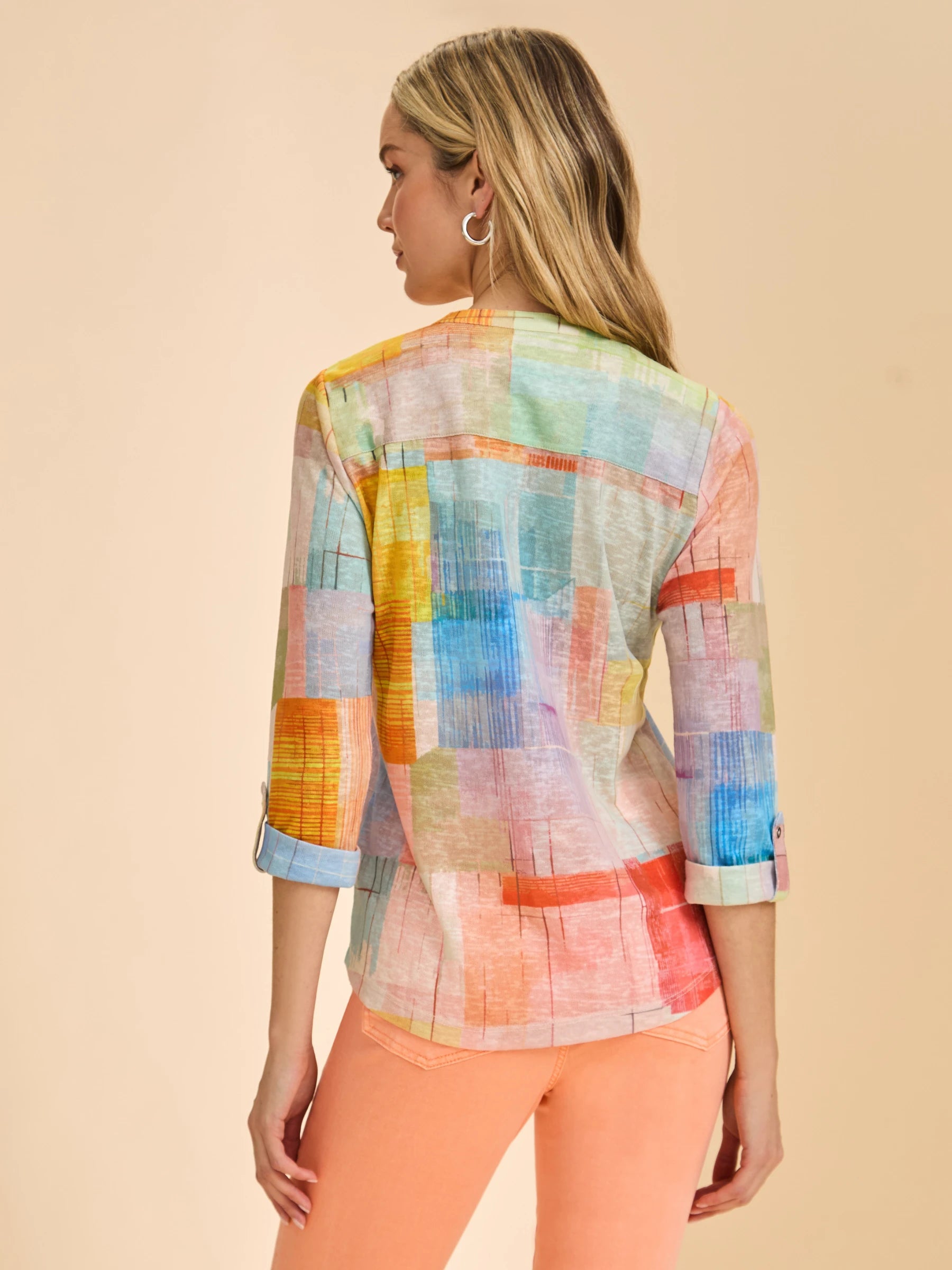 FDJ 3/4 Sleeve Henley Top