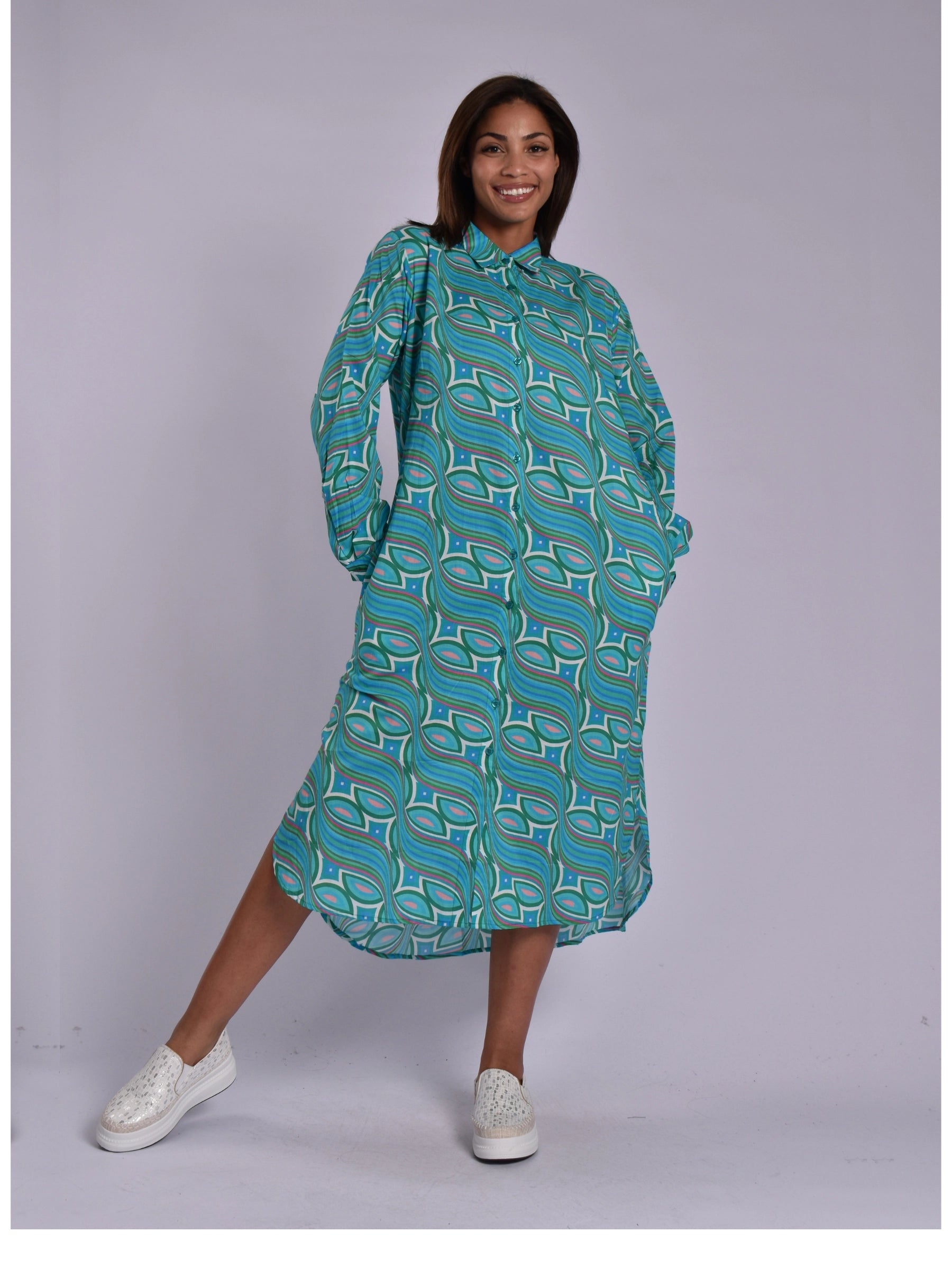JOLIE GREEN MULTI ELMEY DRESS