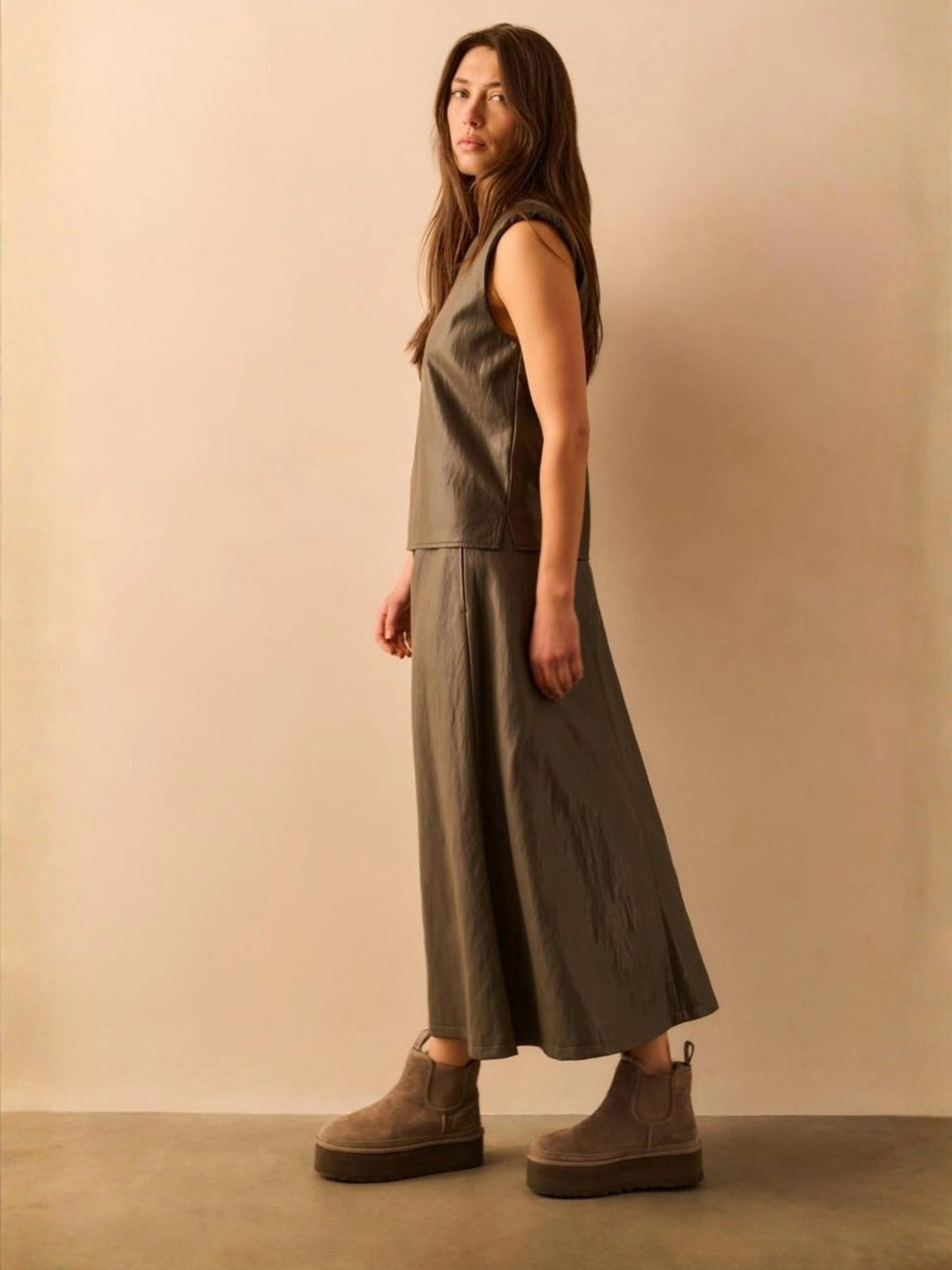 YAYA DARK NIGHT GREY FAUX SKIRT