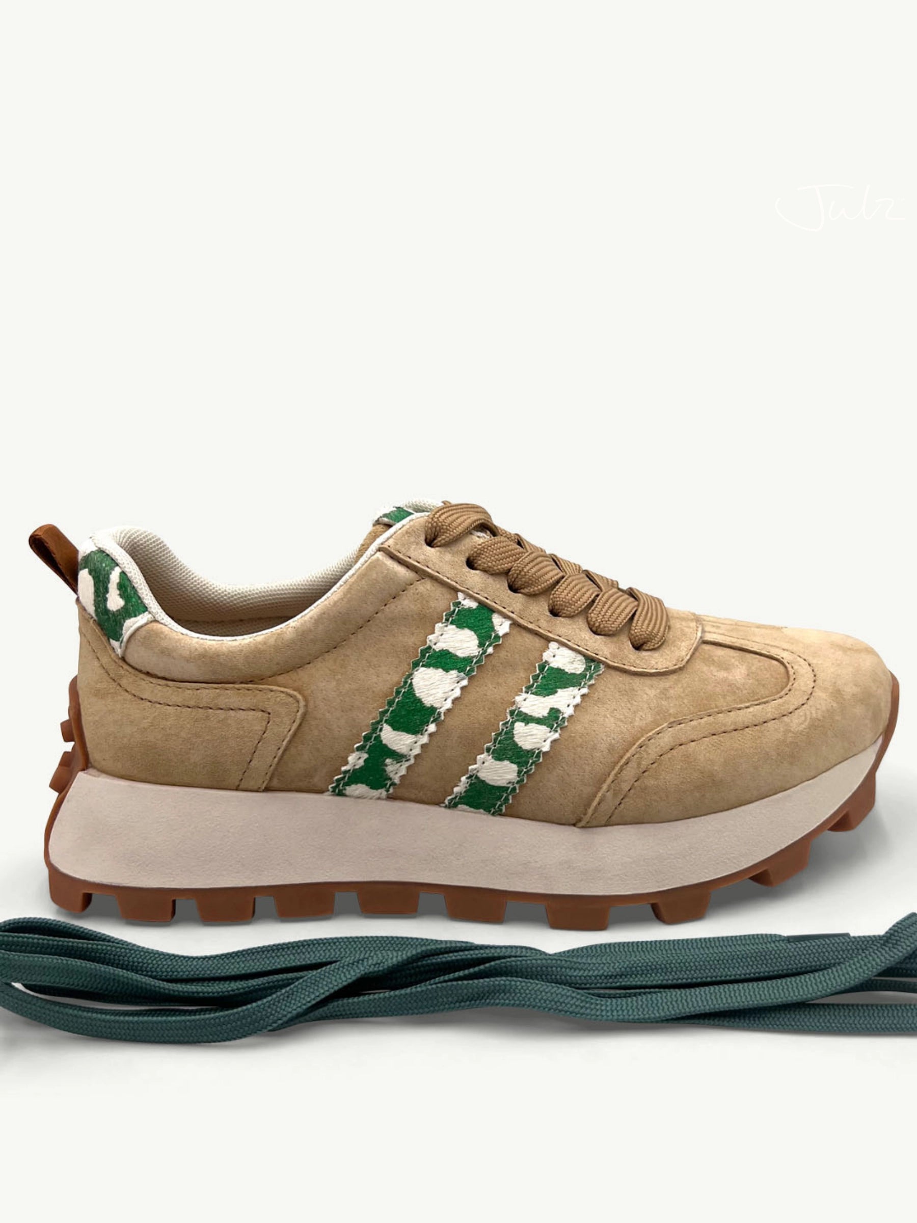 JULZ BEIGE GREEN LEOPARD BLAIRE SNEAKER
