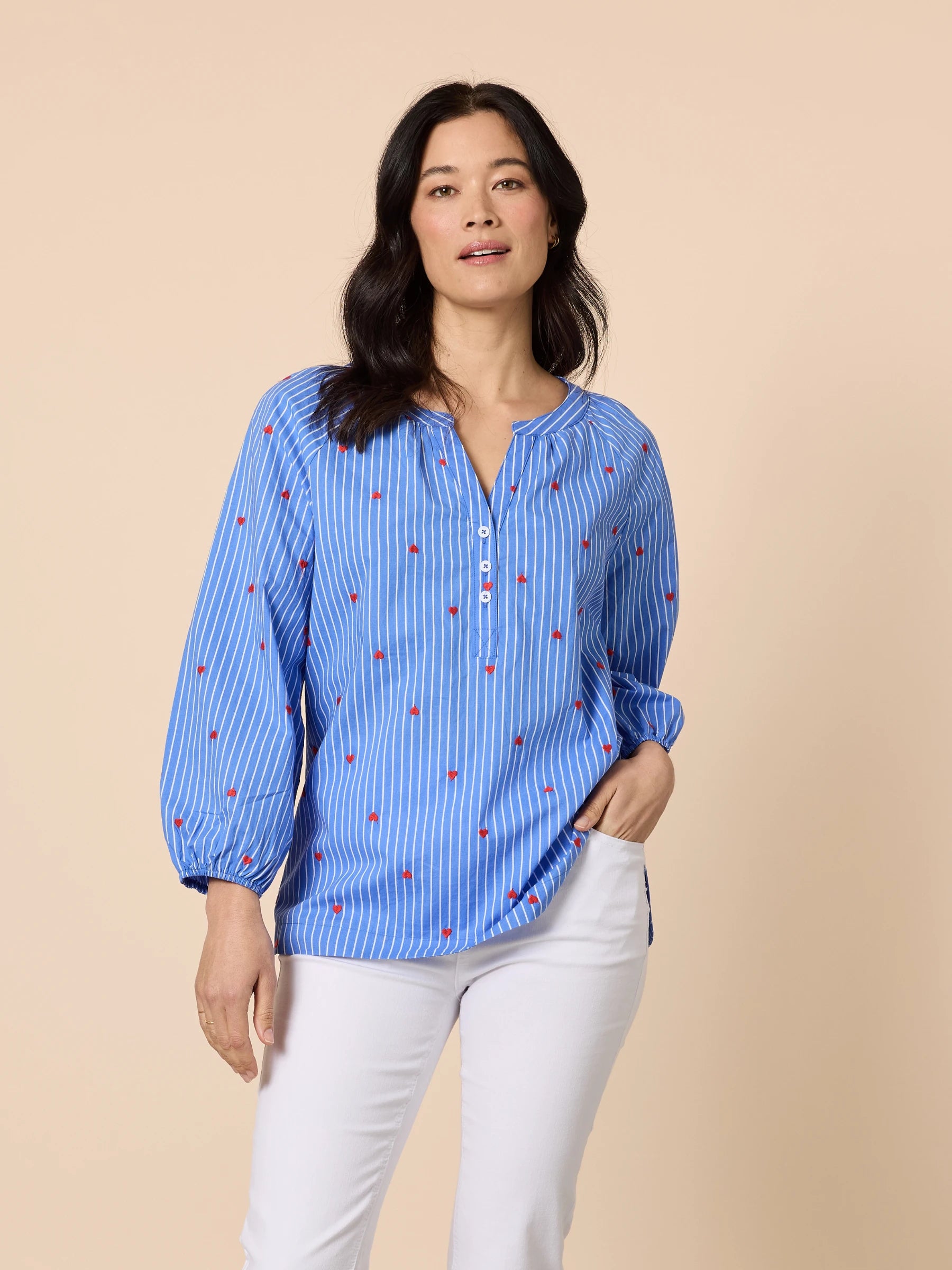 GORDON SMITH BLUE WHITE CHERISH TOP