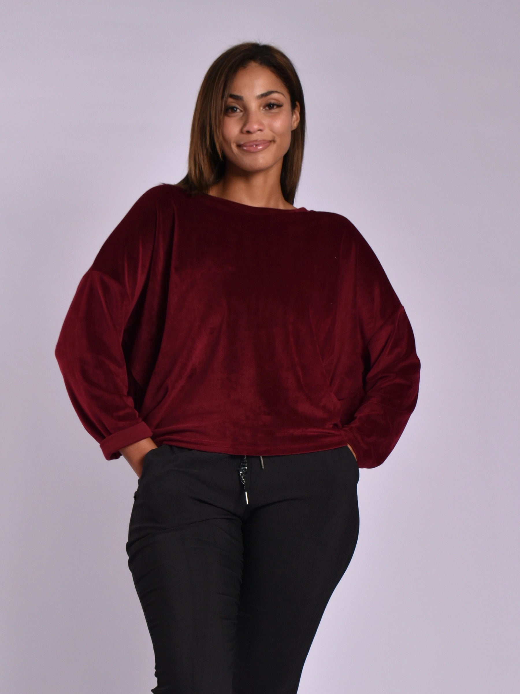 MADE IN ITALY VELVET TOP - BLACK