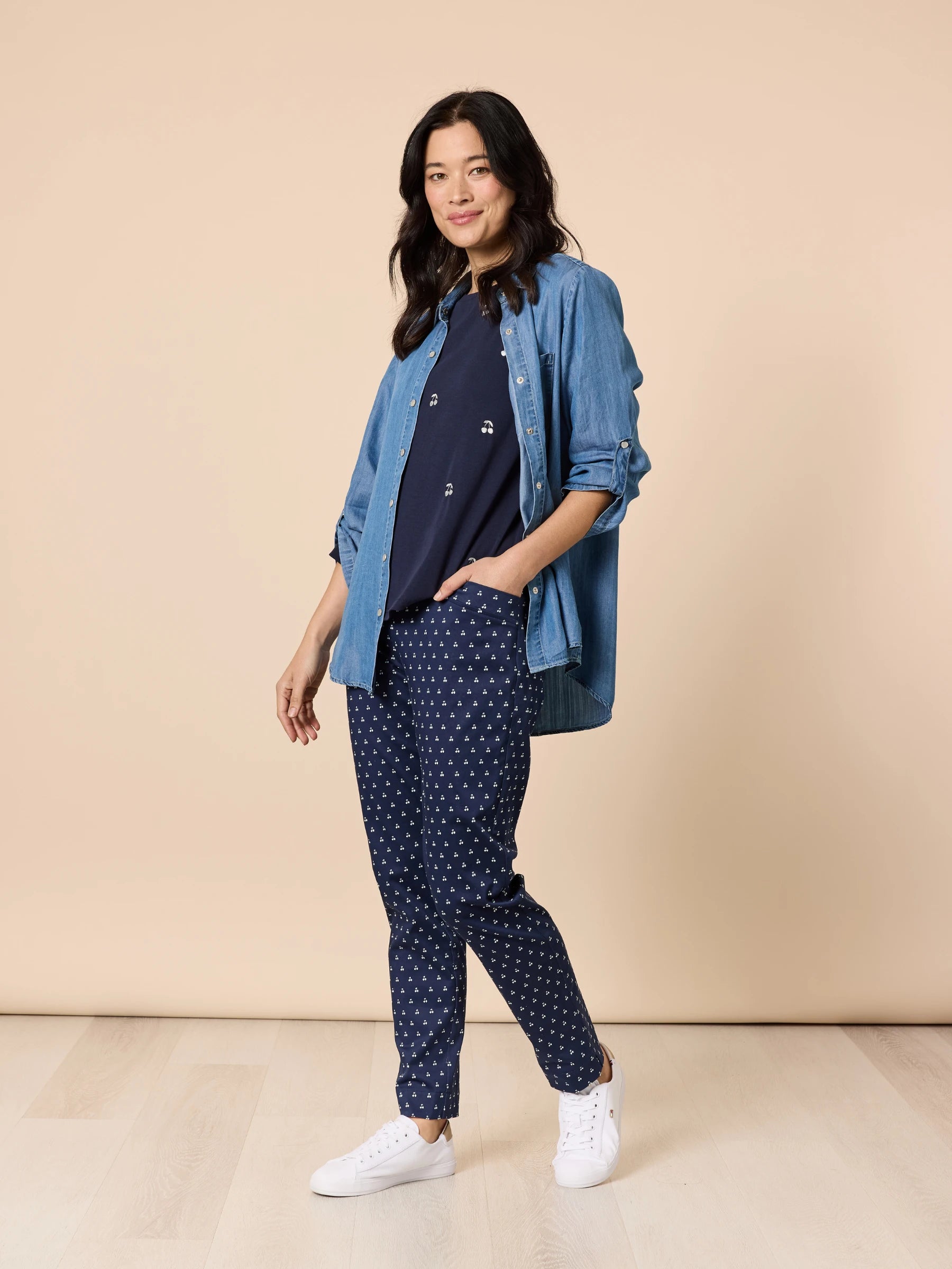 GORDON SMITH NAVY MULTI CHERRY PANTS