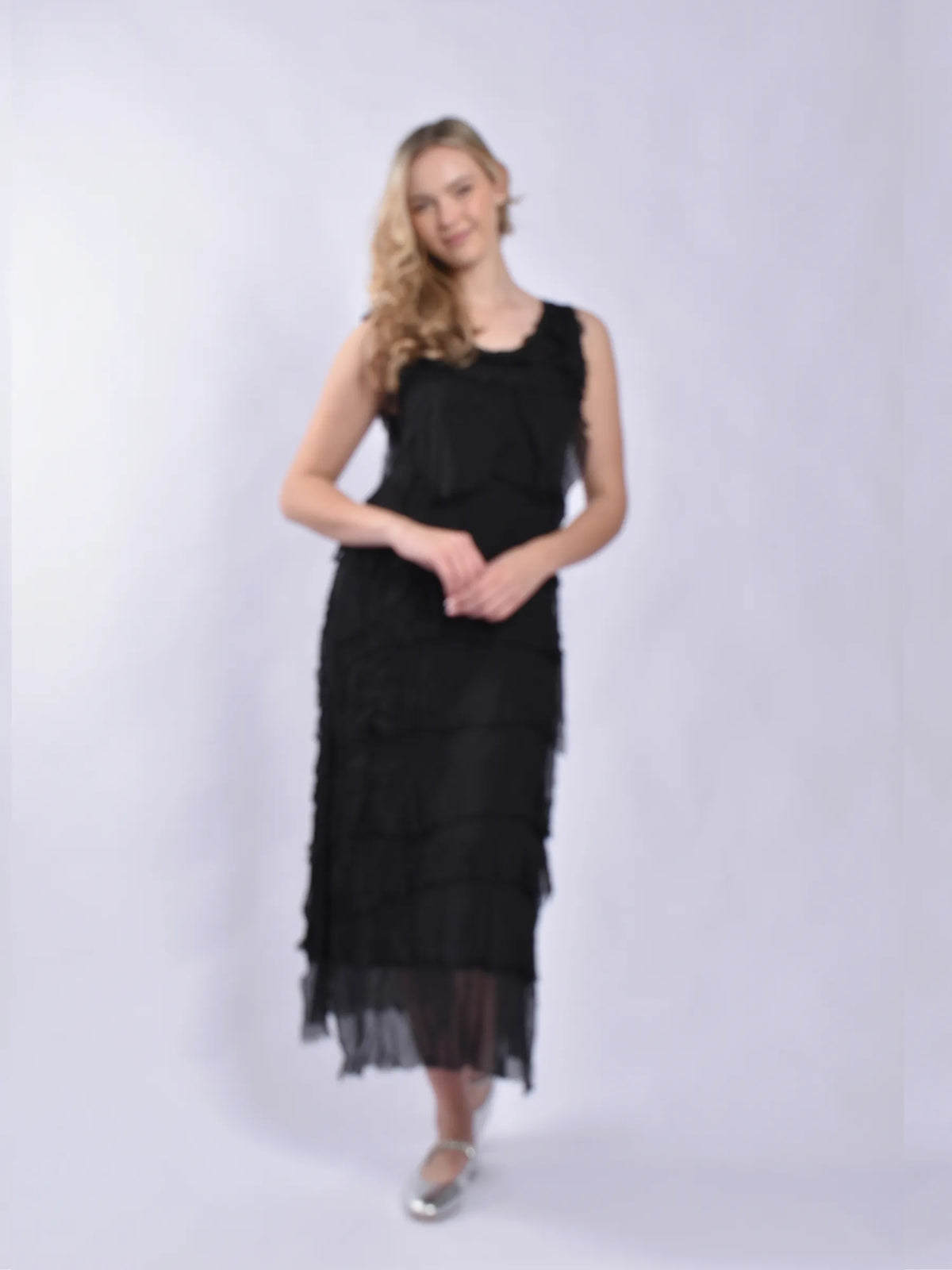 Made In Italy Long Frill Dress