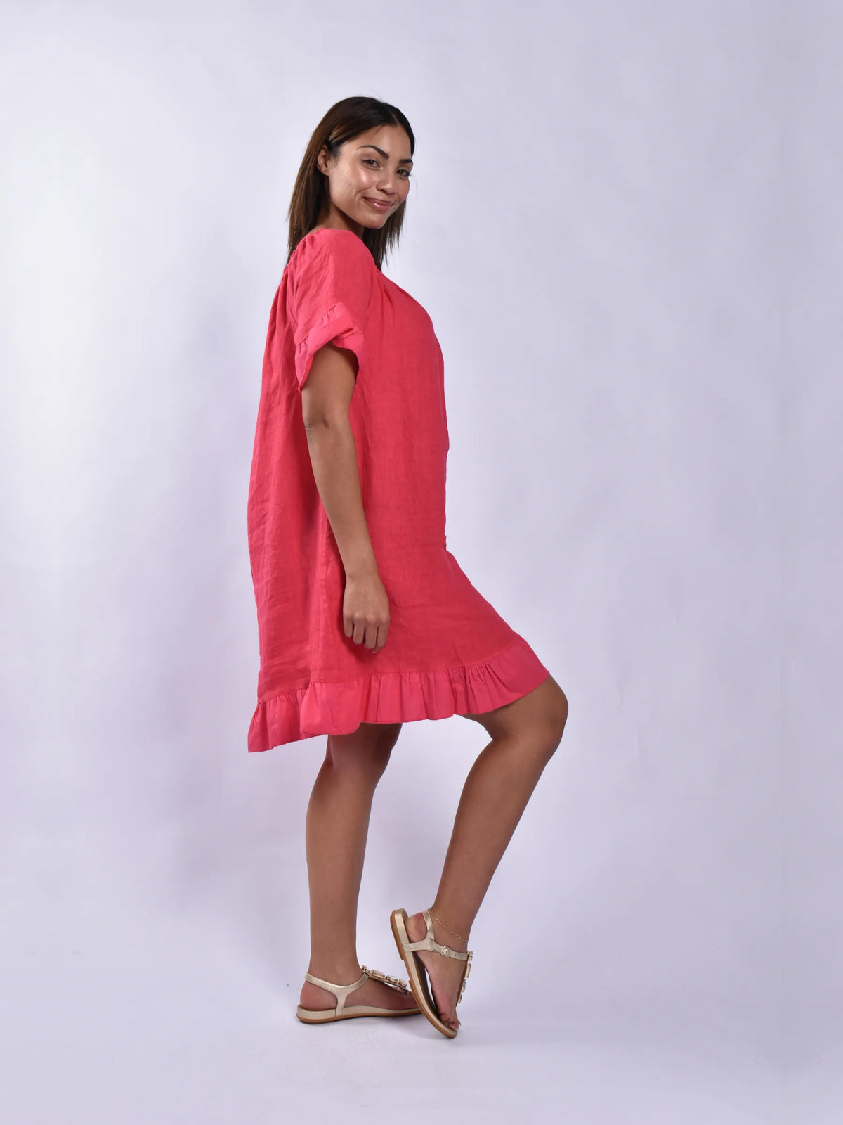 Made In Italy Linen Short Dress