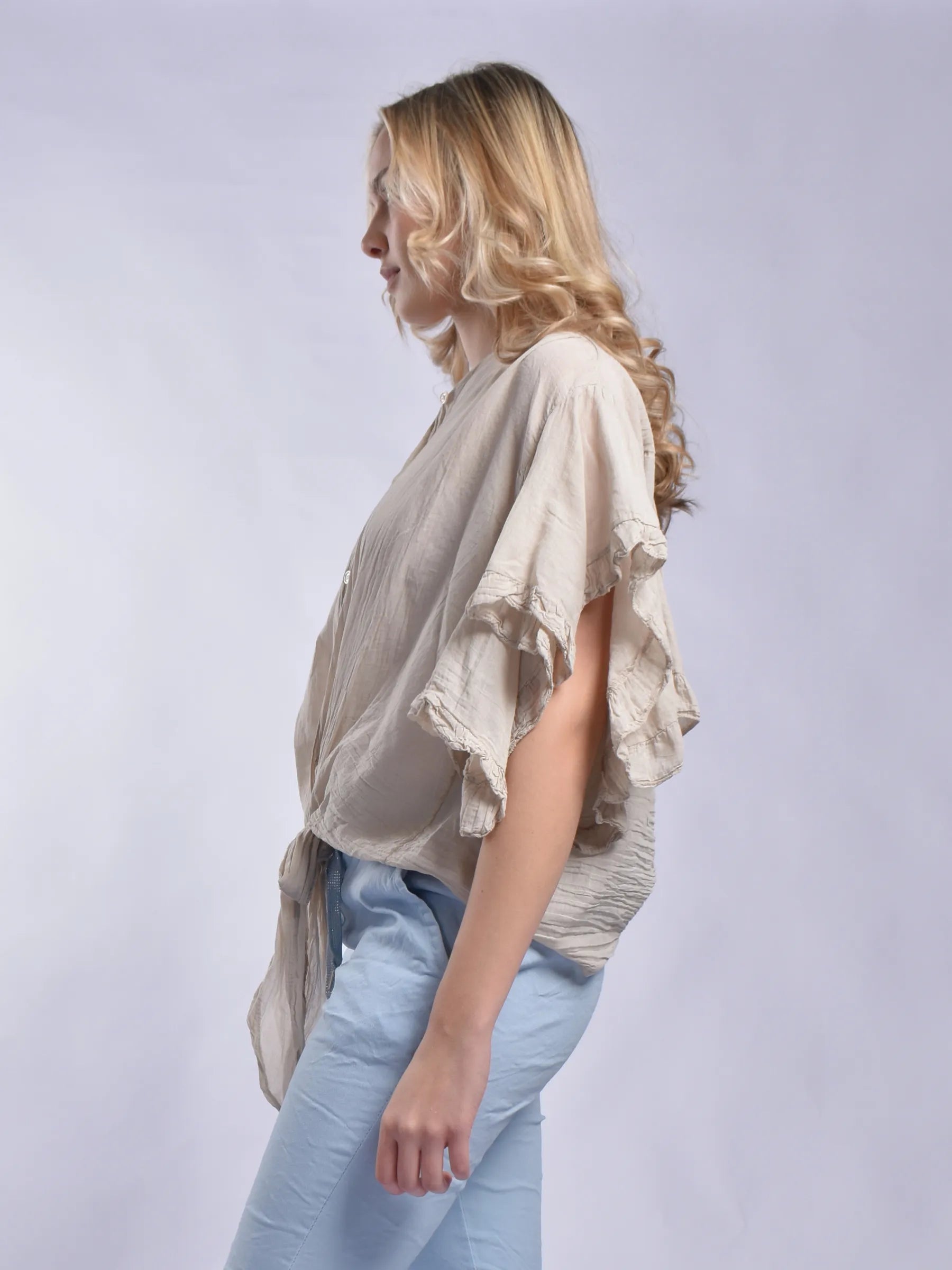 Made In Italy Frill Sleeve Blouse