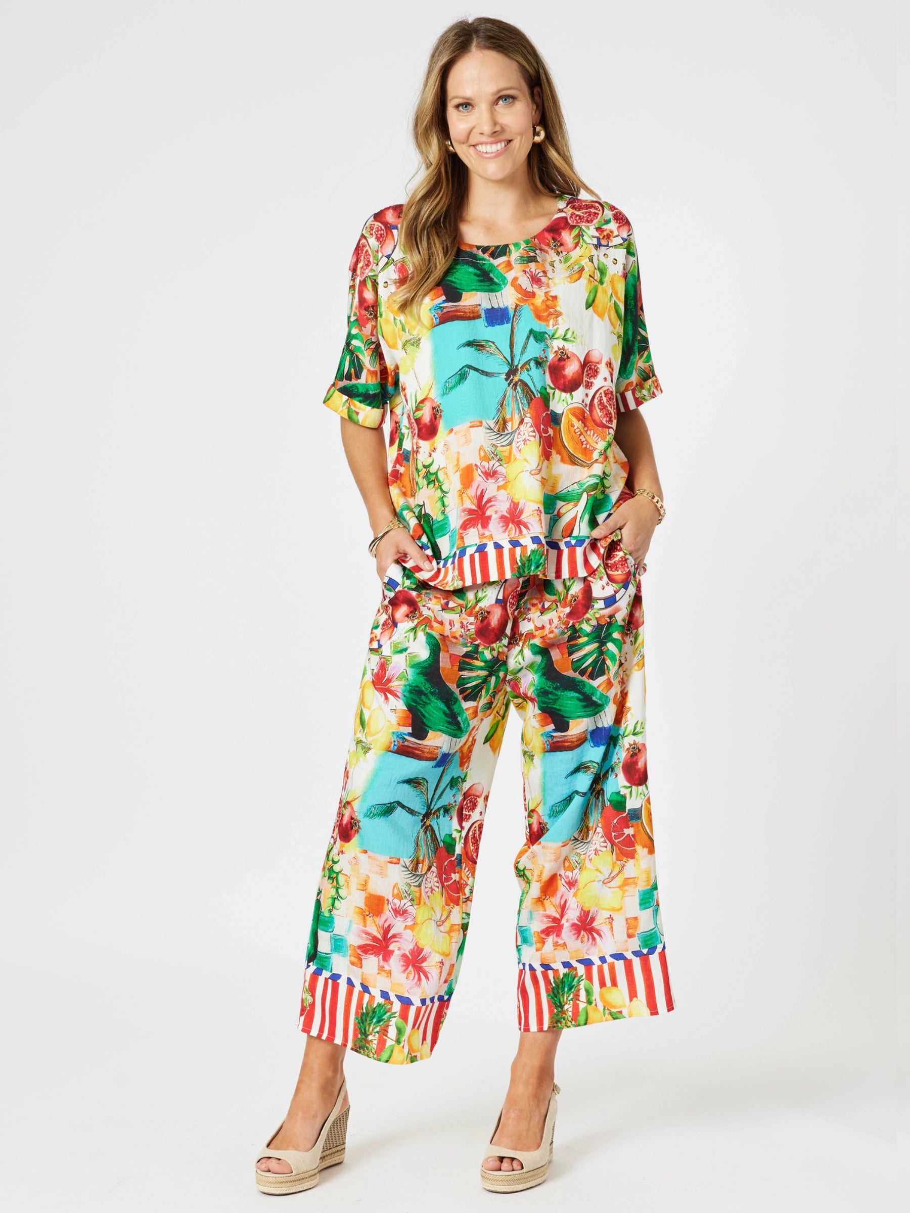 THREADZ MULTI ORANGE POSITANO PANTS
