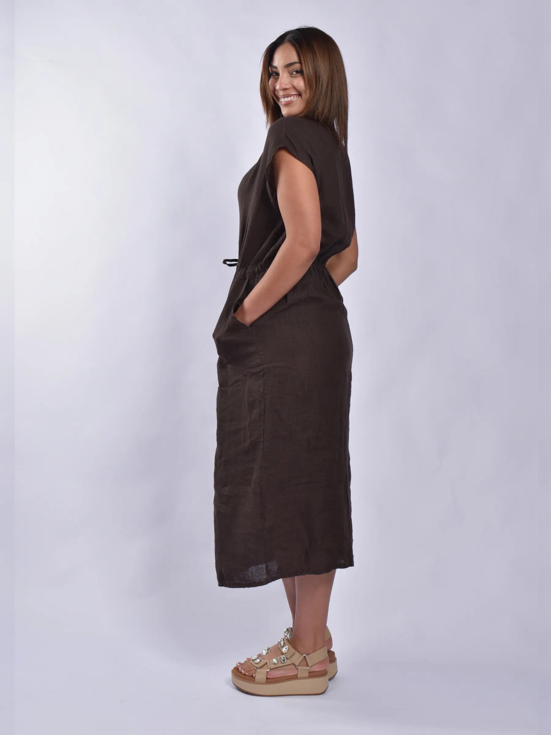 Made In Italy Linen Long Dress