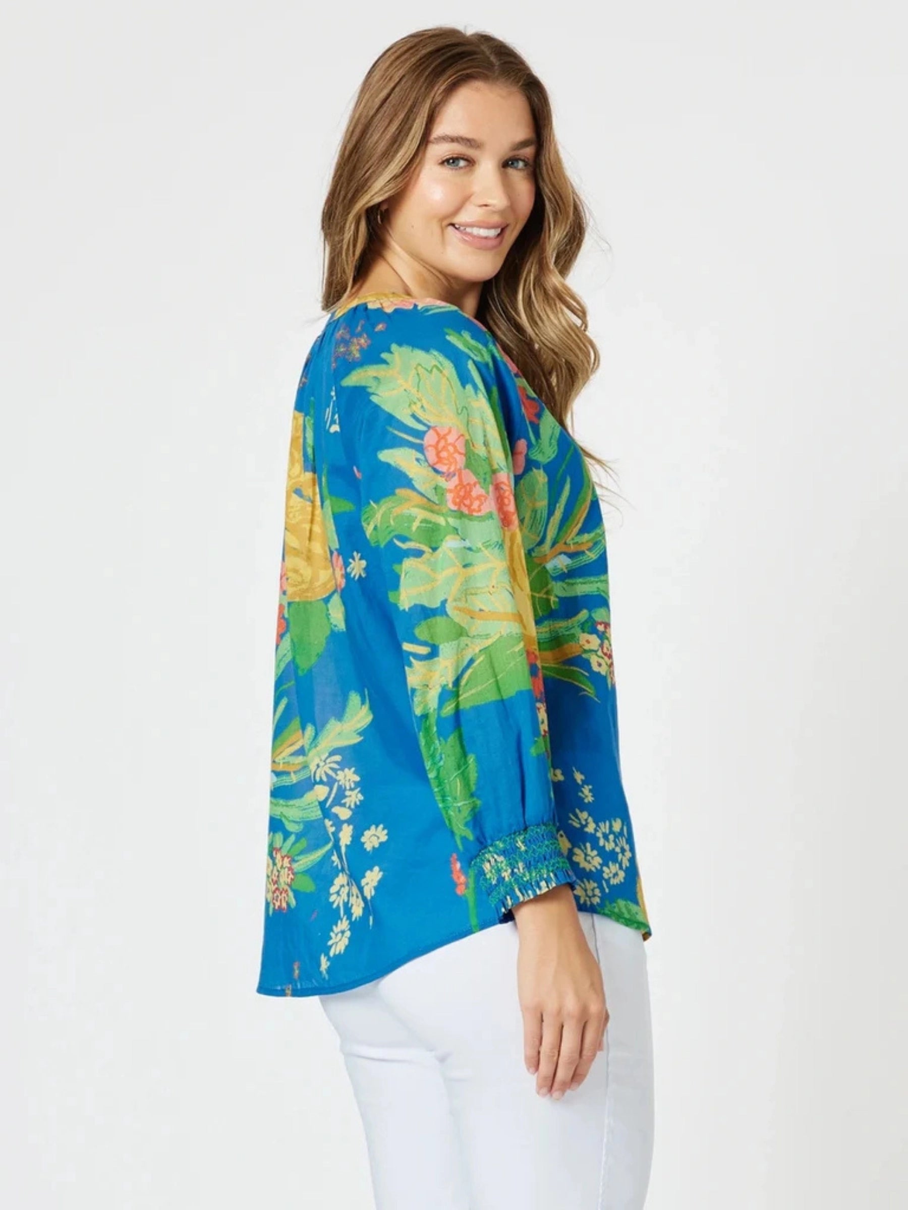 THREADZ BLUE MULTI TROPICS SHIRT