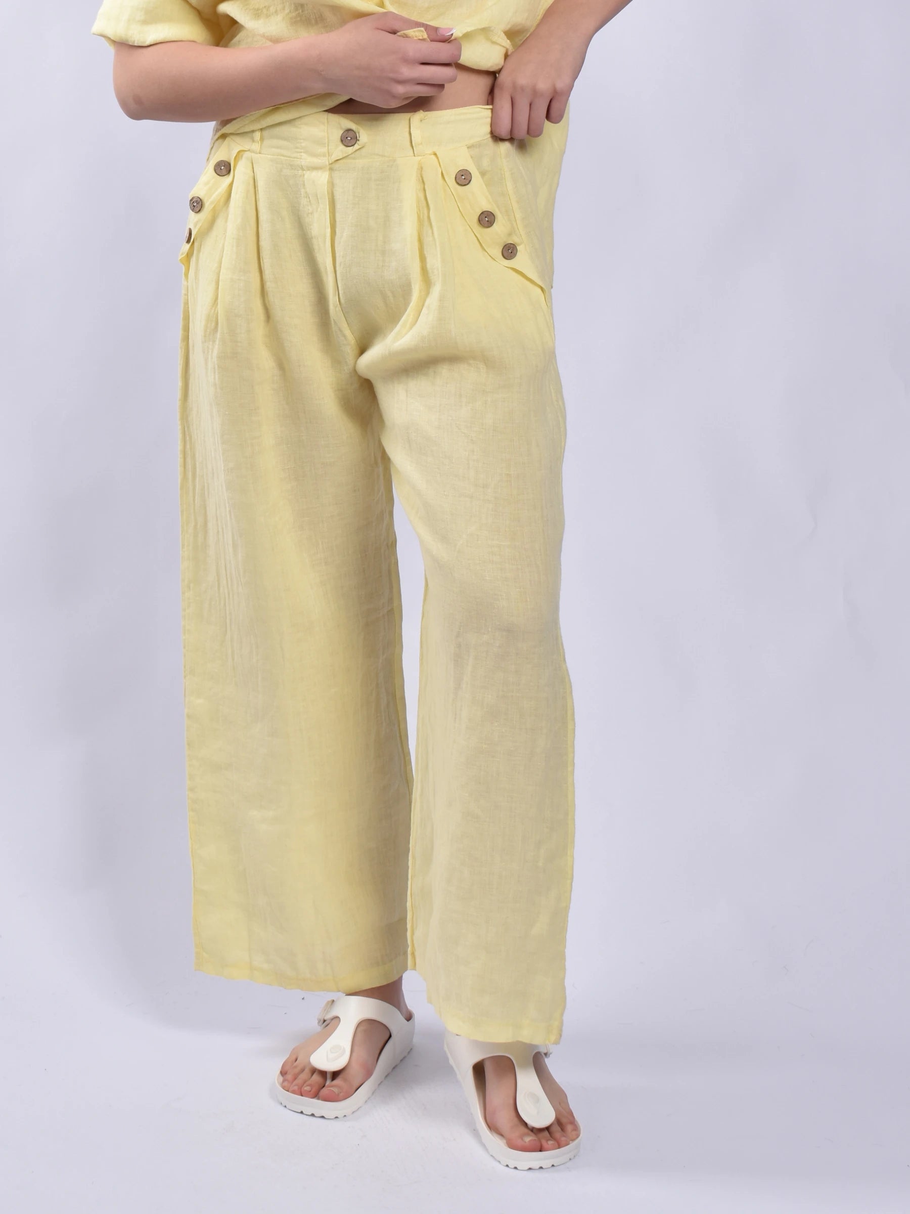 Made In Italy Linen Palazzo Pants
