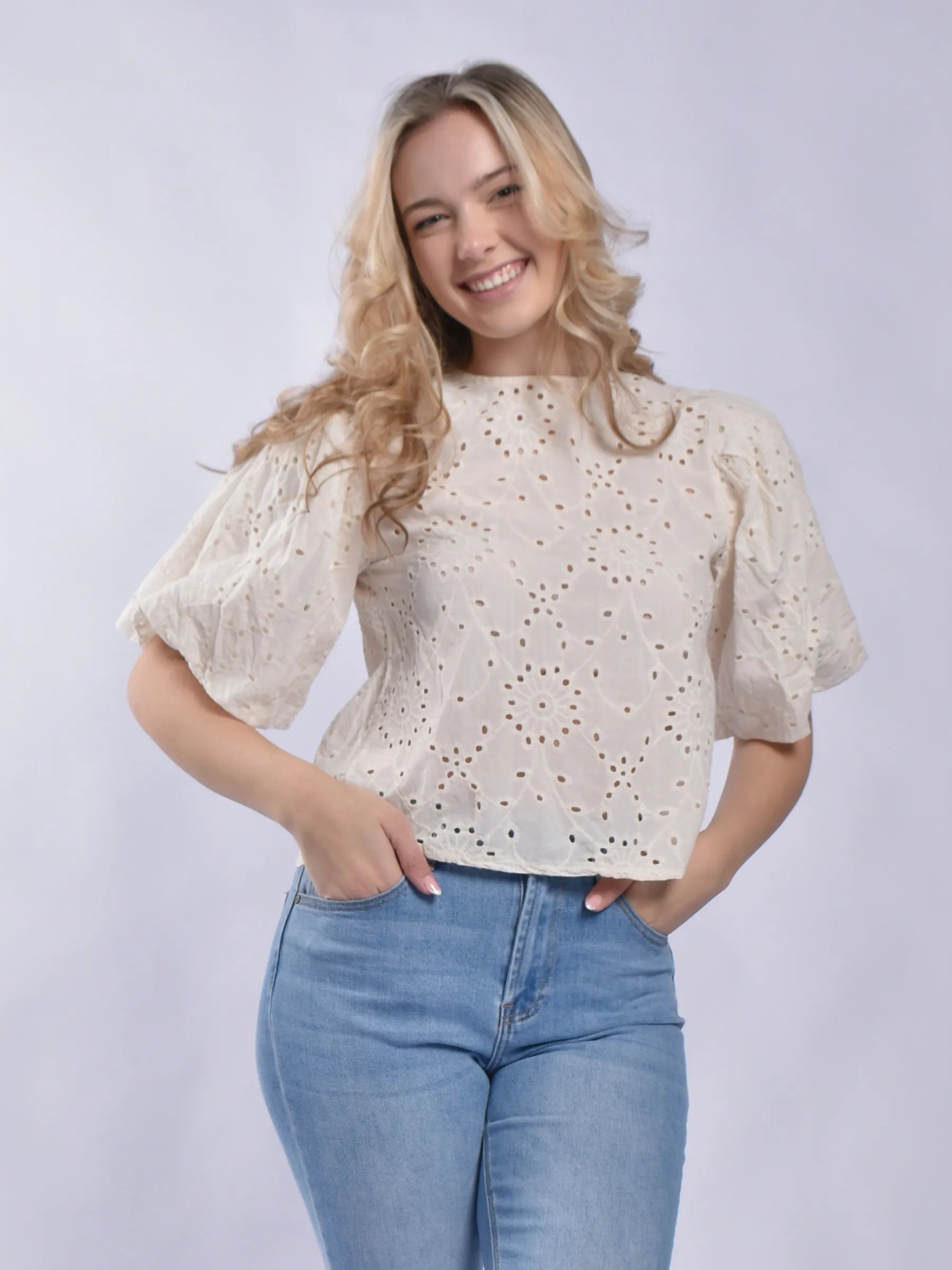 Made In Italy Puff Shoulder Top