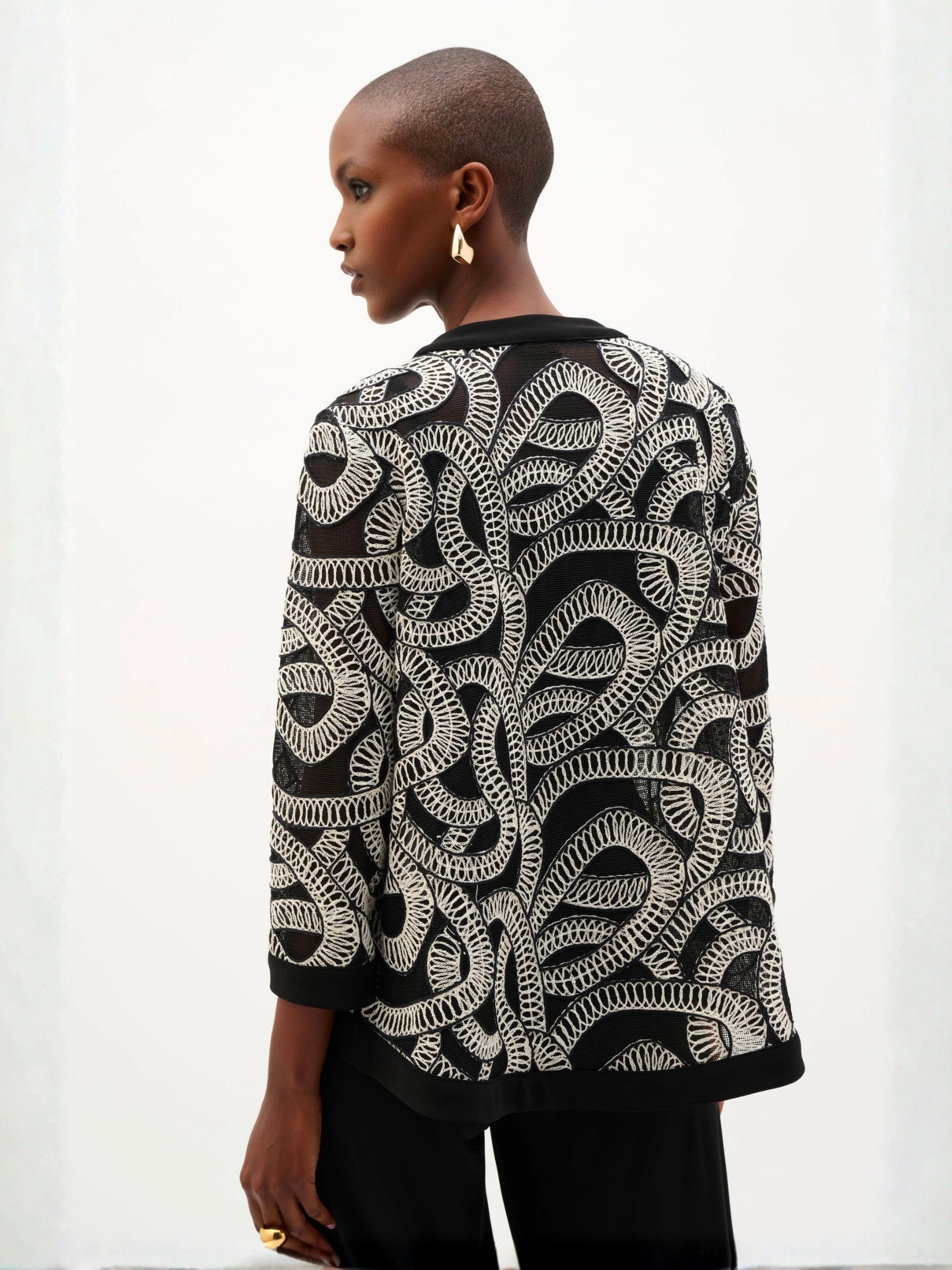 JOSEPH RIBKOFF BLACK & OFF-WHITE LDS JACKET