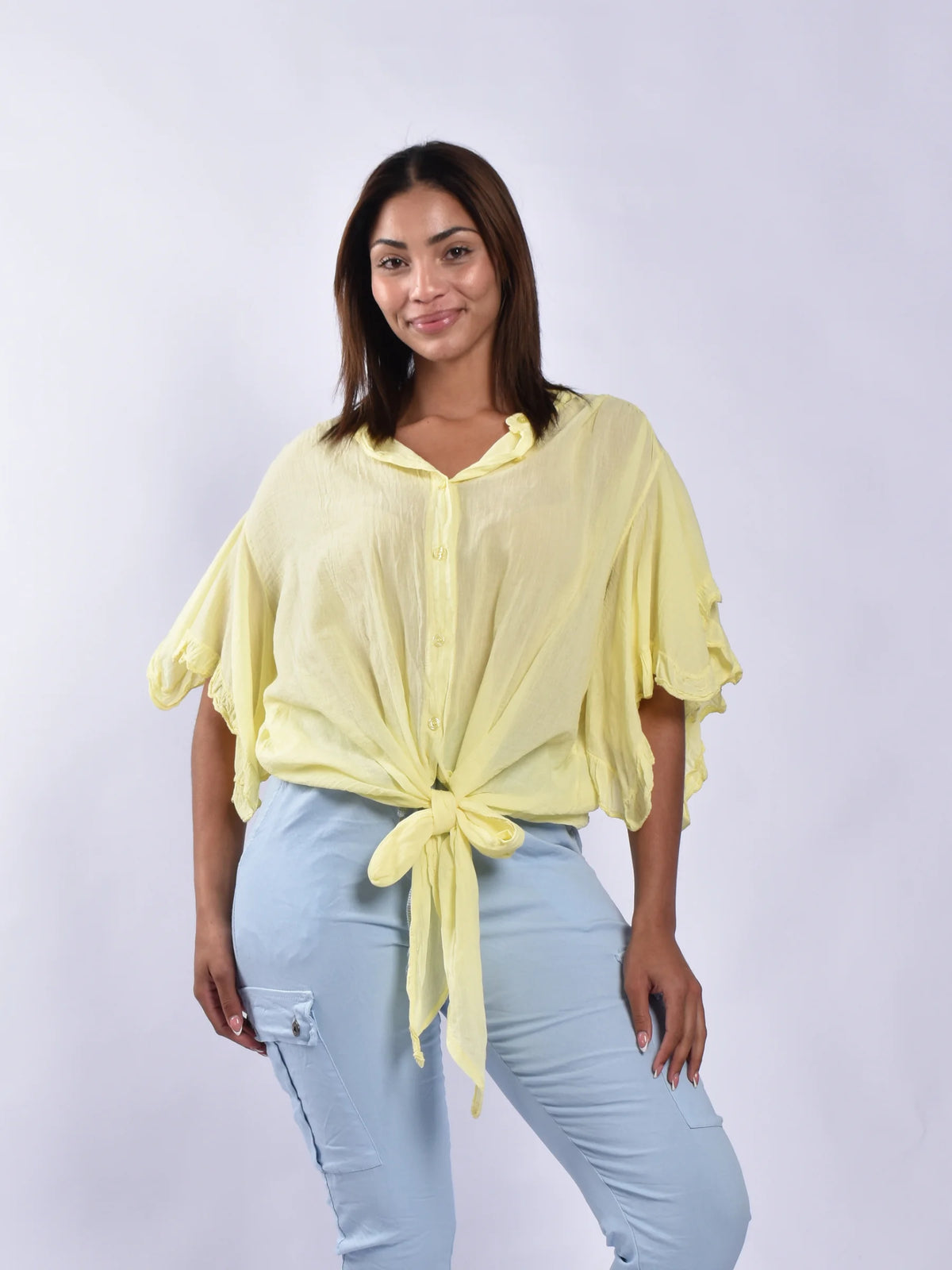 Made In Italy Frill Sleeve Blouse