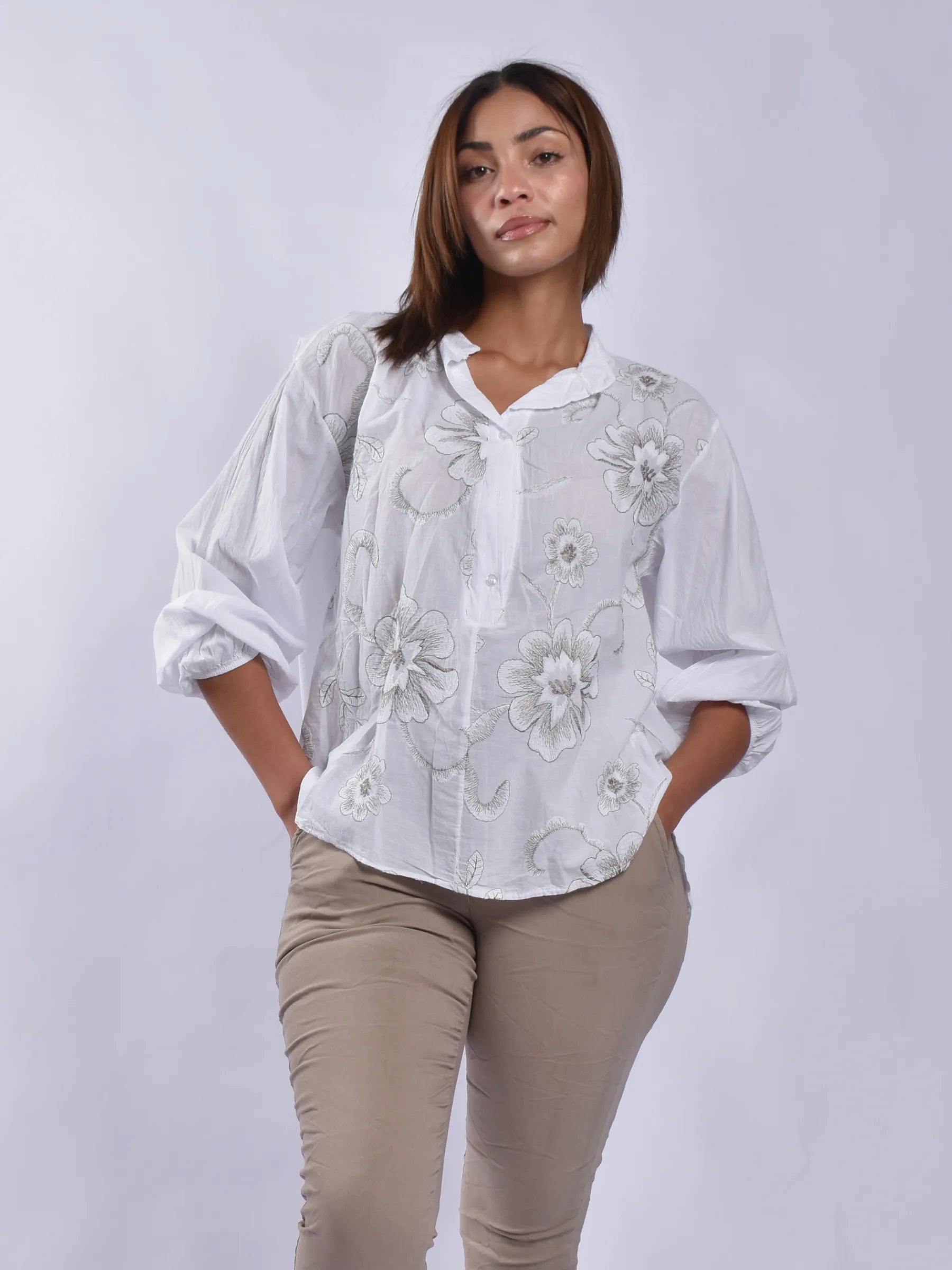 Made In Italy 3/4 Sleeve Blouse
