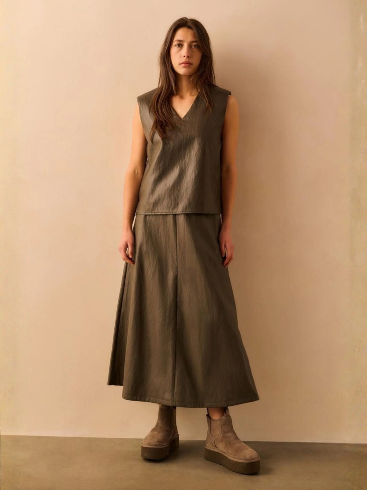 YAYA DARK NIGHT GREY FAUX SKIRT