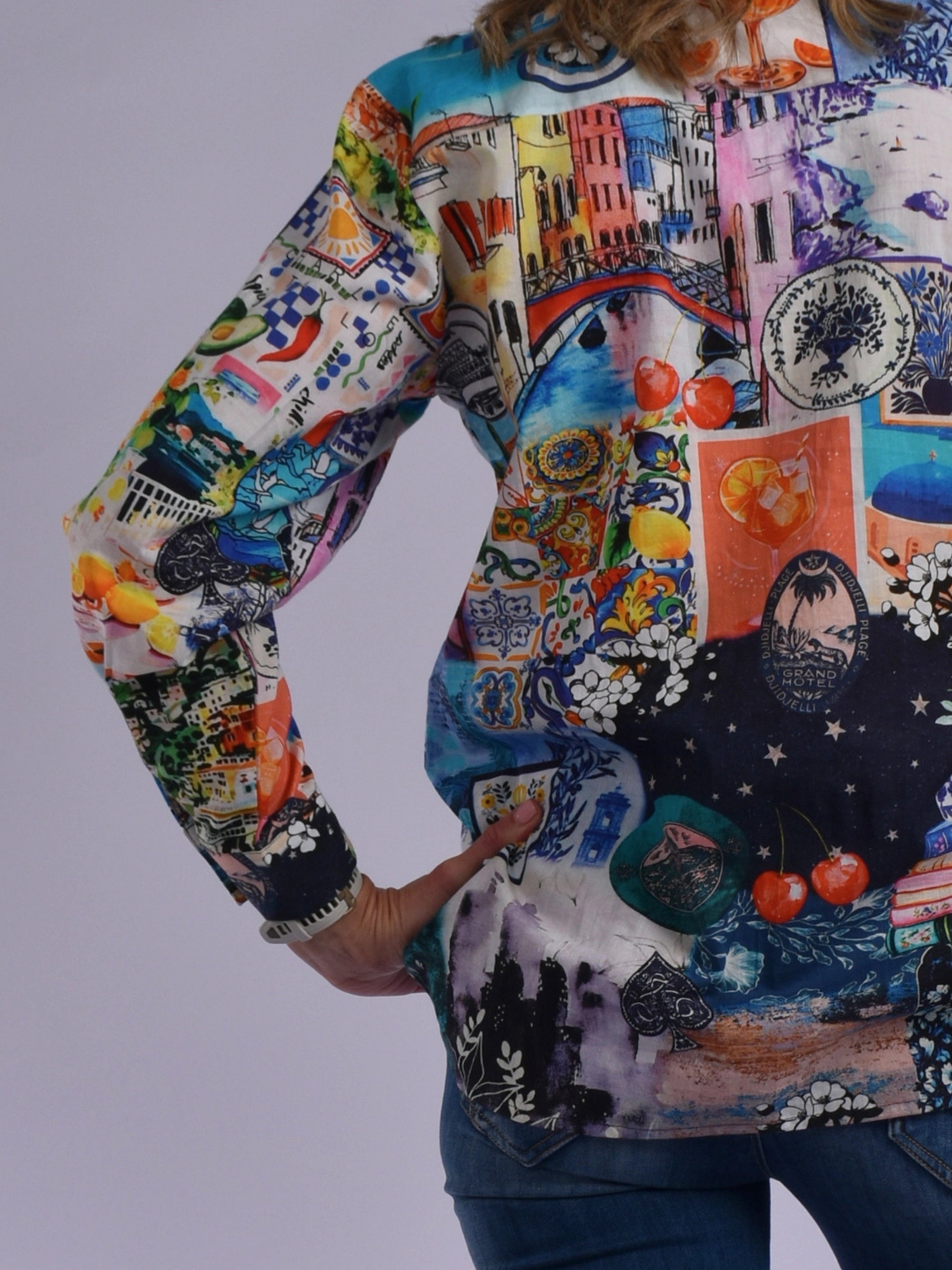 JOLIE PURPLE MULTI CAROLINE SHIRT