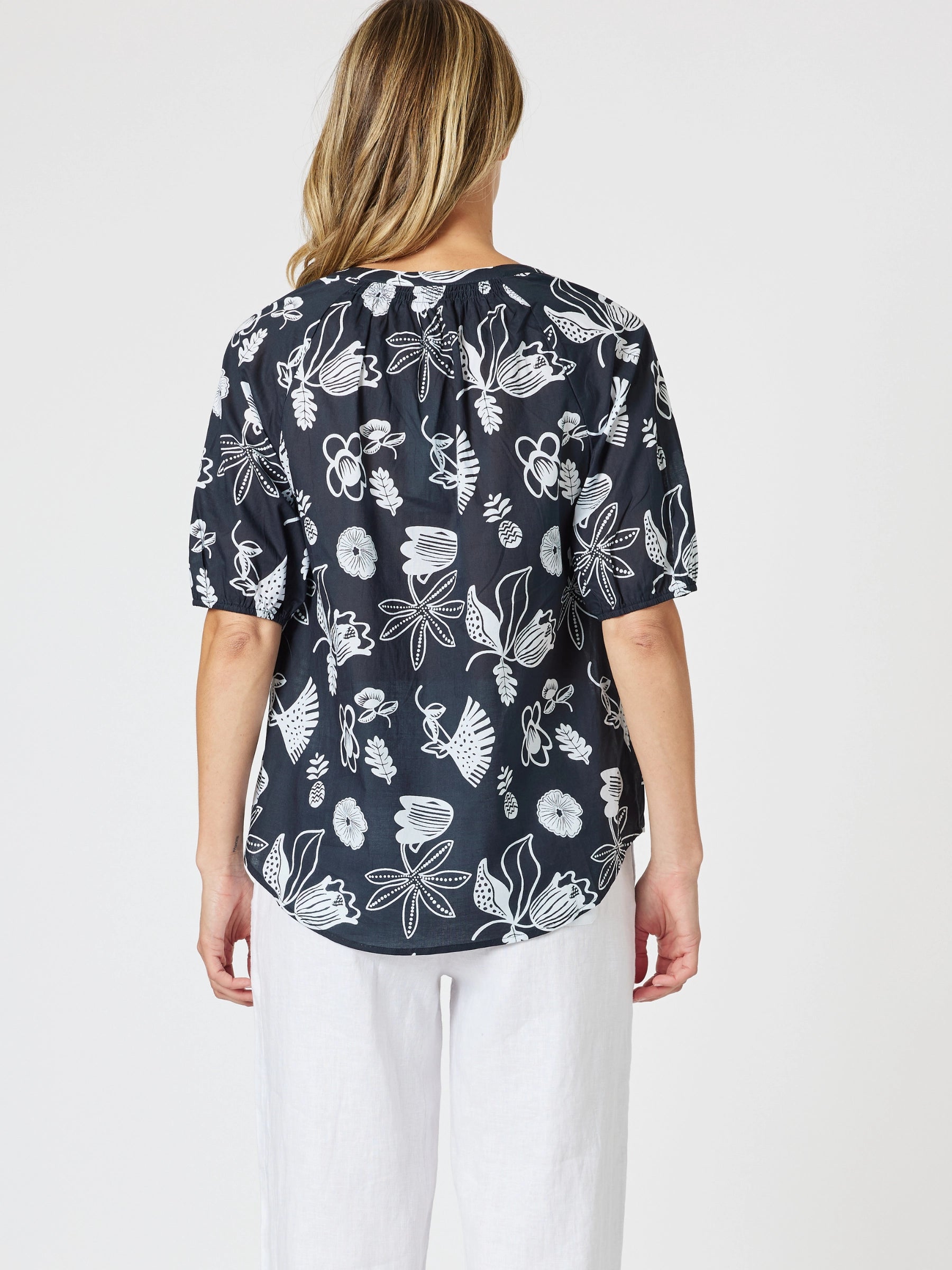 GORDON SMITH NAVY WHITE SPRINGS TOP