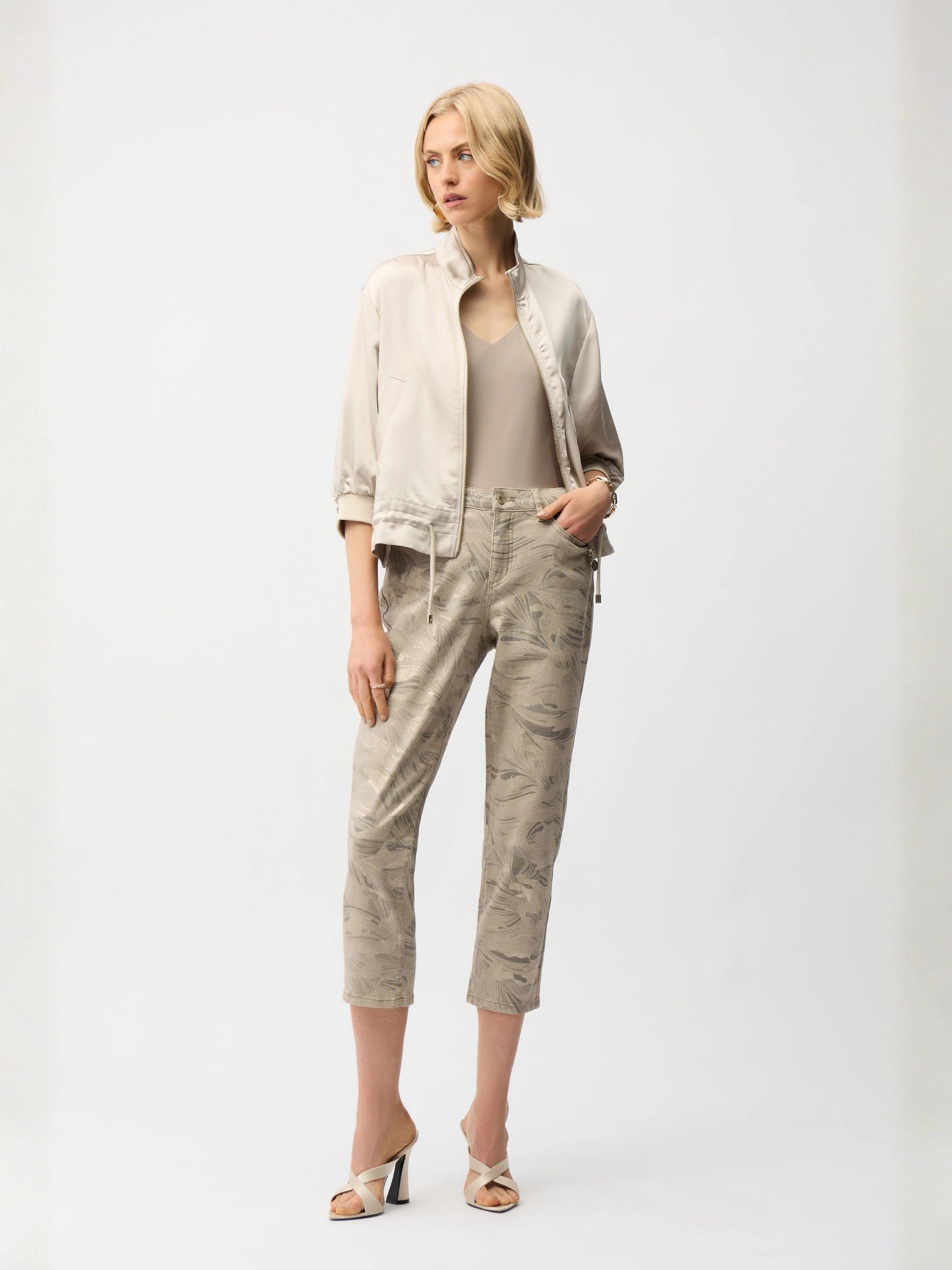 JOSEPH RIBKOFF TAUPE GOLD LDS PANTS