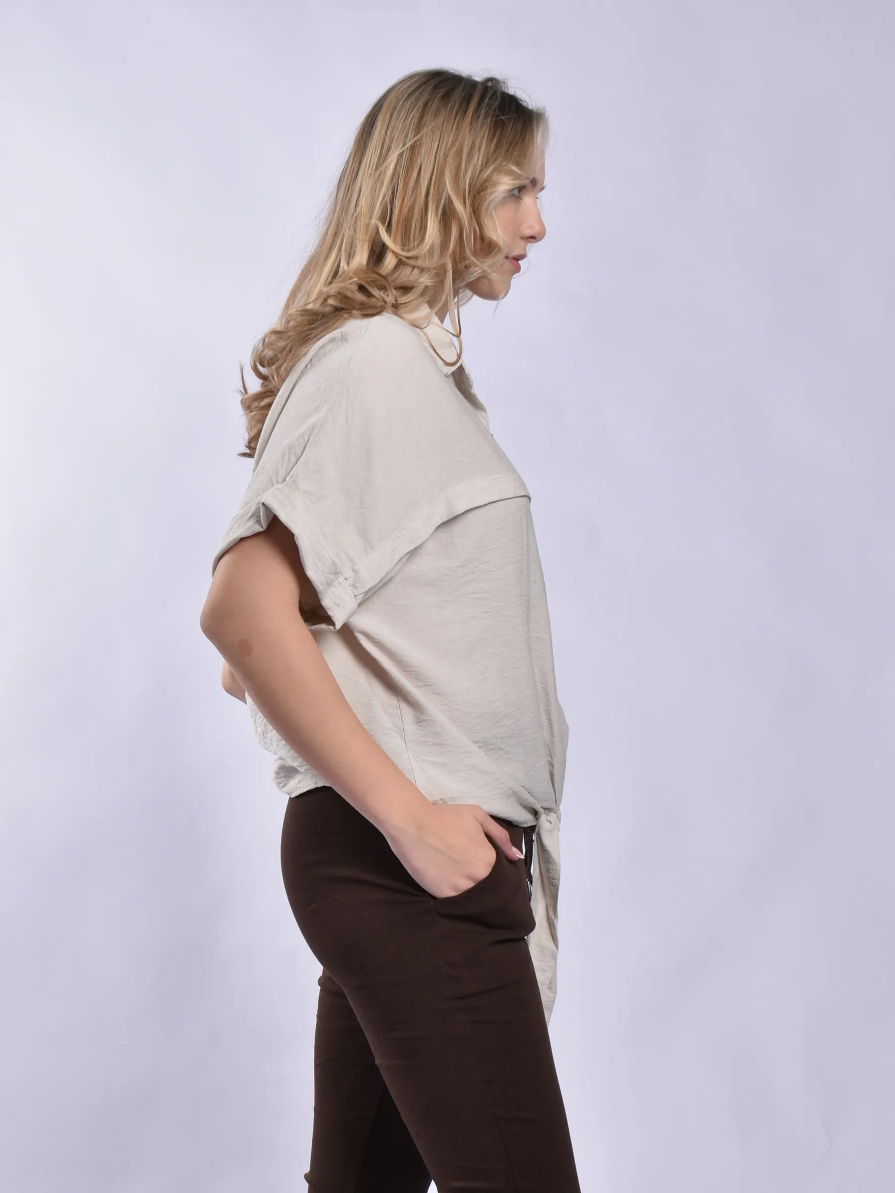 Made In Italy Tie Front Blouse