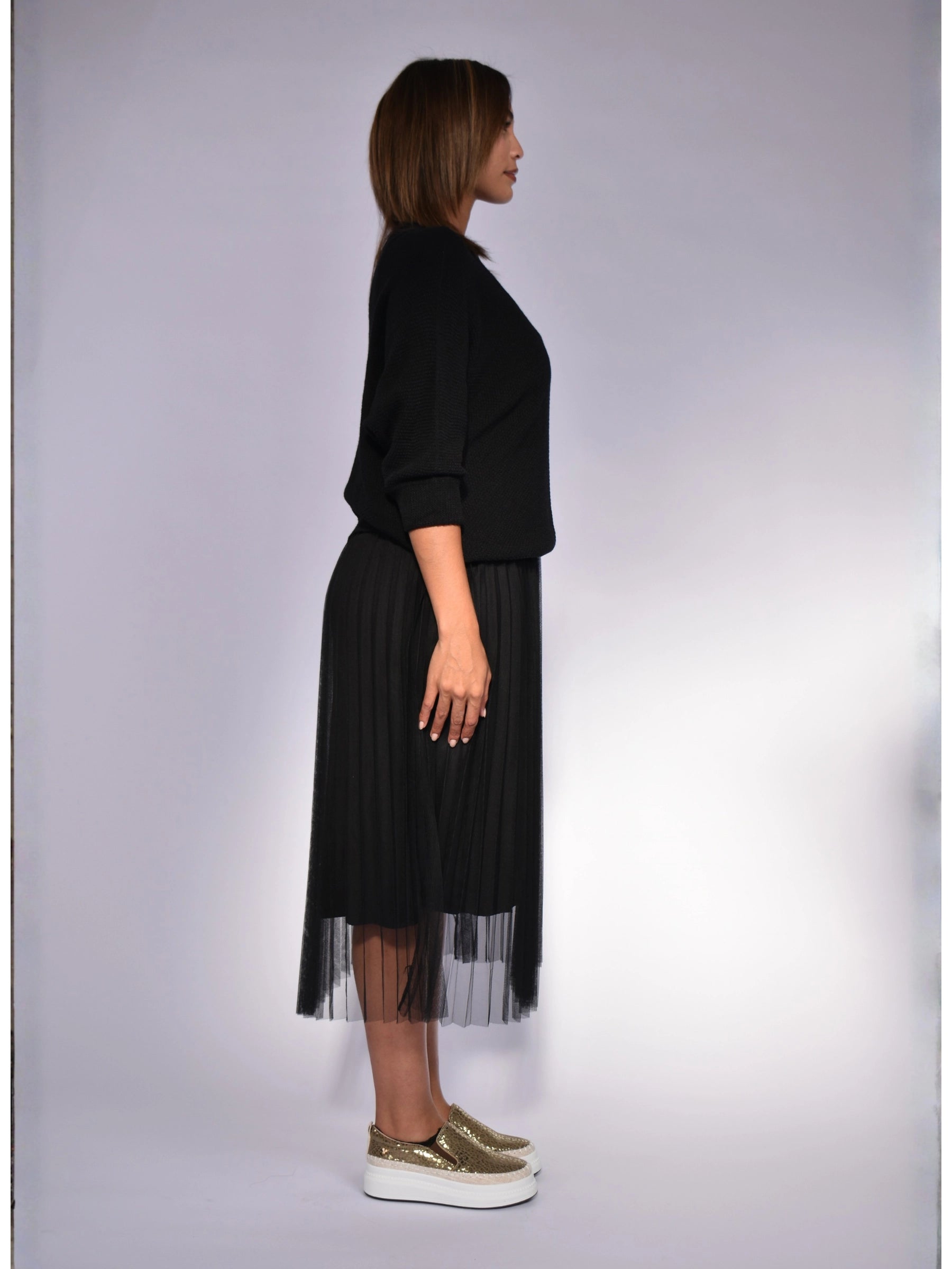 MADE IN ITALY BLACK DRESS WITH JERSEY