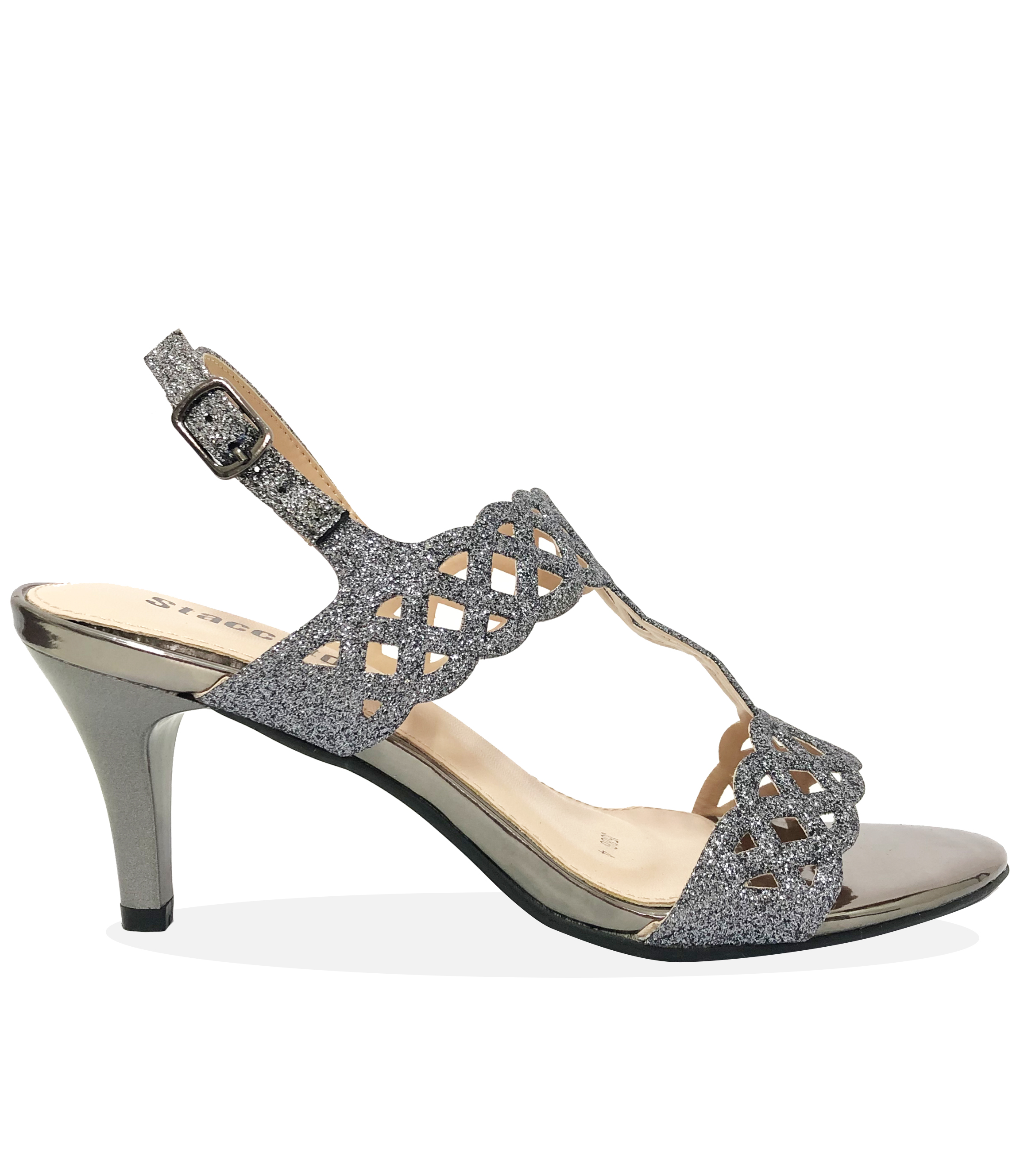 STACCATO PEWTER GLITTER SANDAL HEEL | Rosella - Style inspired by elegance