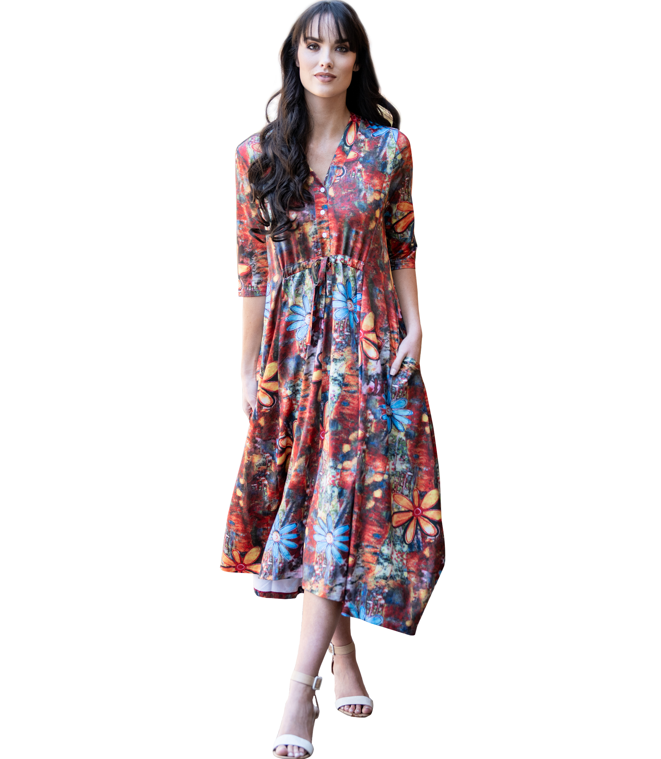 MASTIK RUST DAISY PRINT DRESS | Rosella - Style inspired by elegance