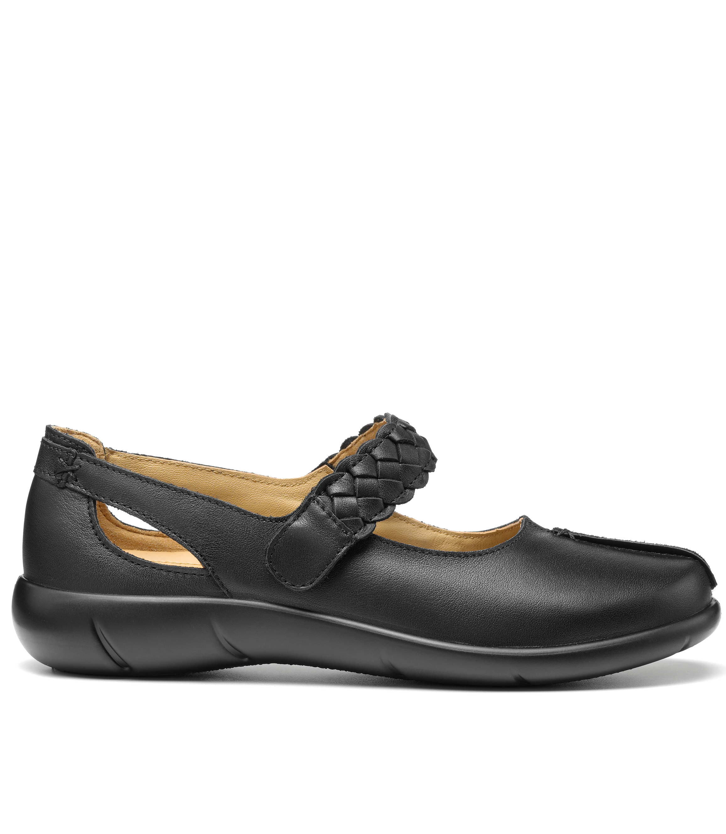 HOTTER BLACK LEATHER SHAKE SHOE Rosella Style inspired by elegance