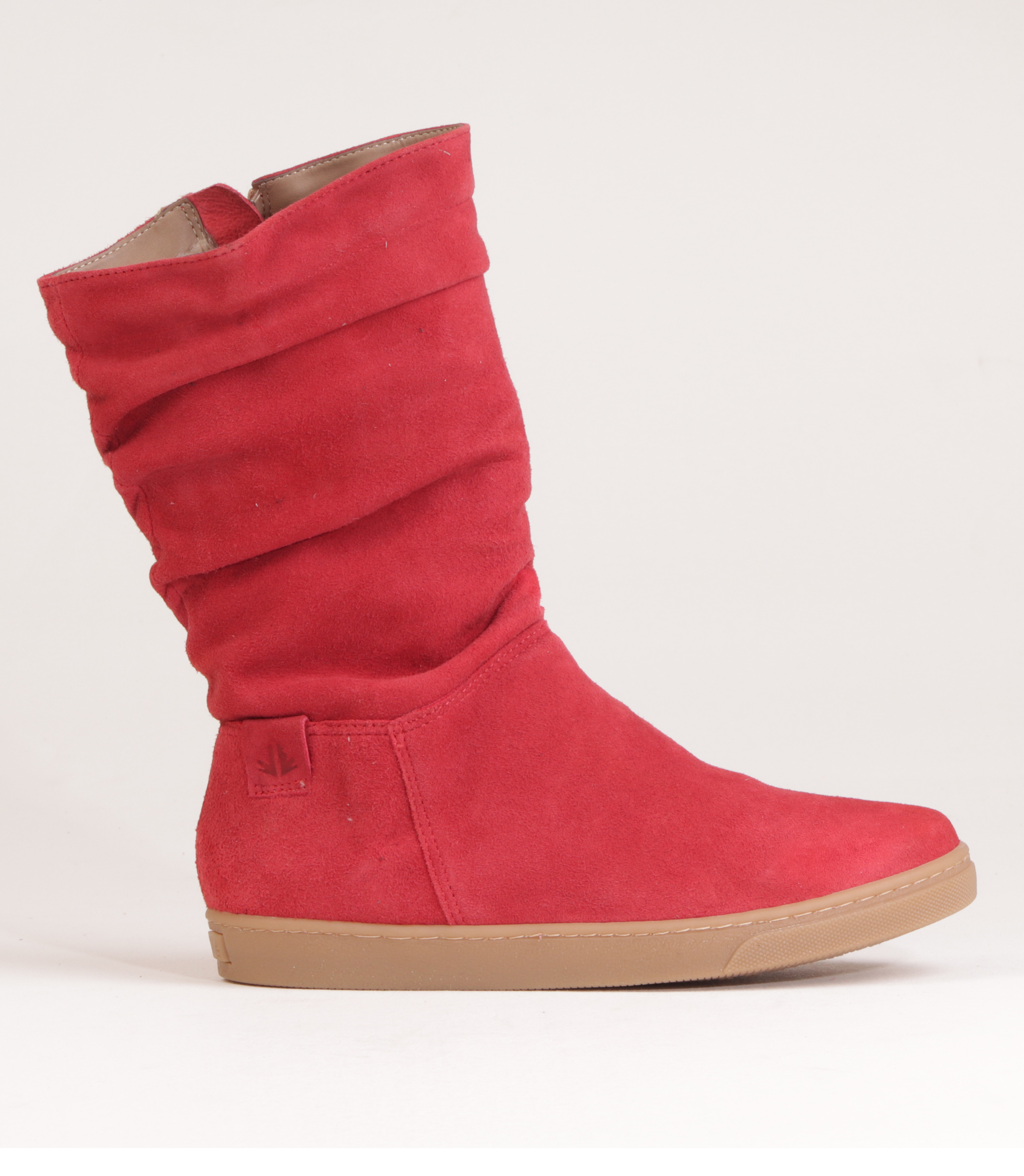 red leather boots flat