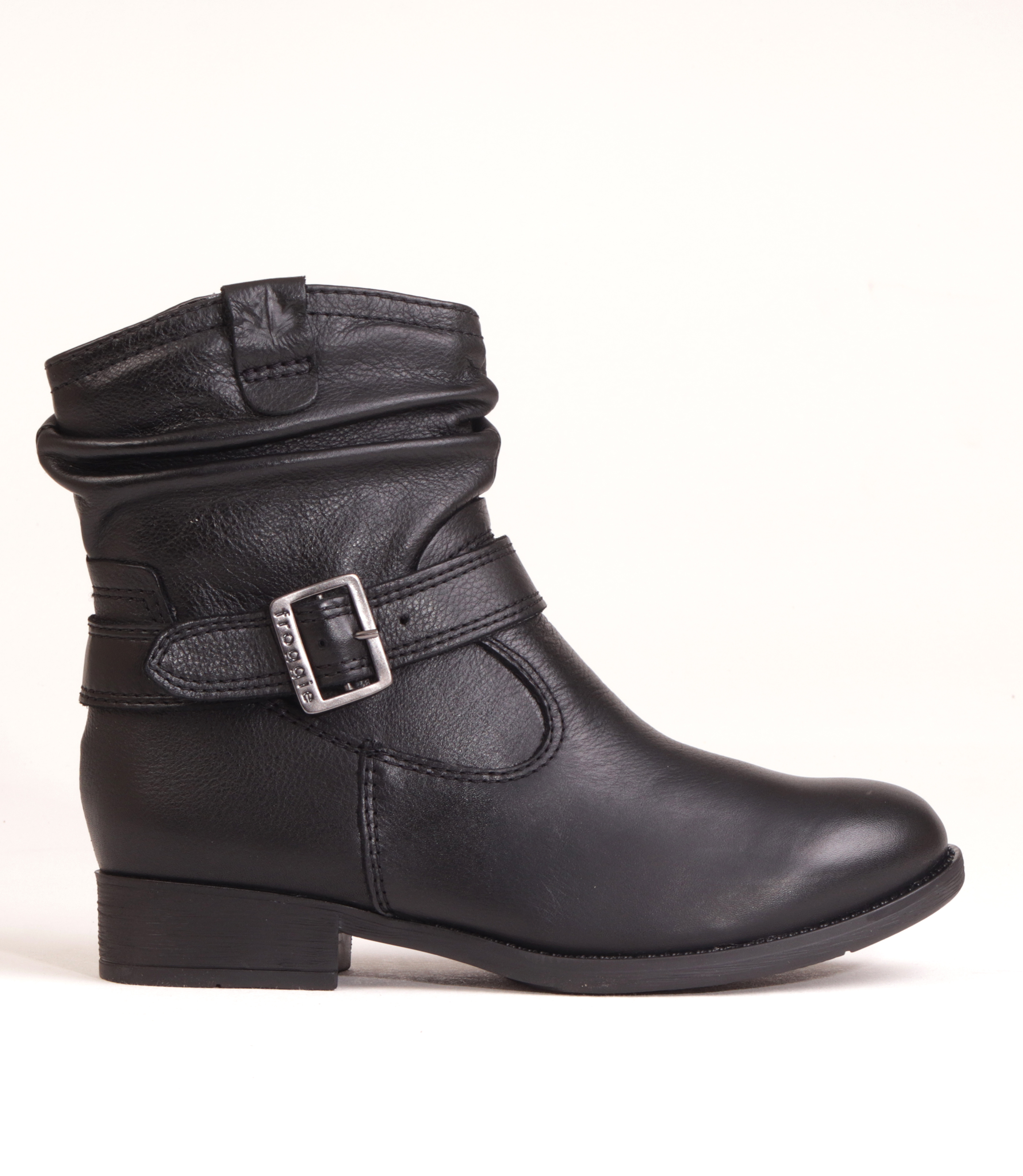FROGGIE BLACK LEATHER RUCHED BUCKLE BOOT | Rosella - Style inspired by ...