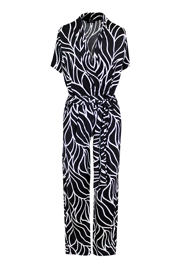 black and white print jumpsuit
