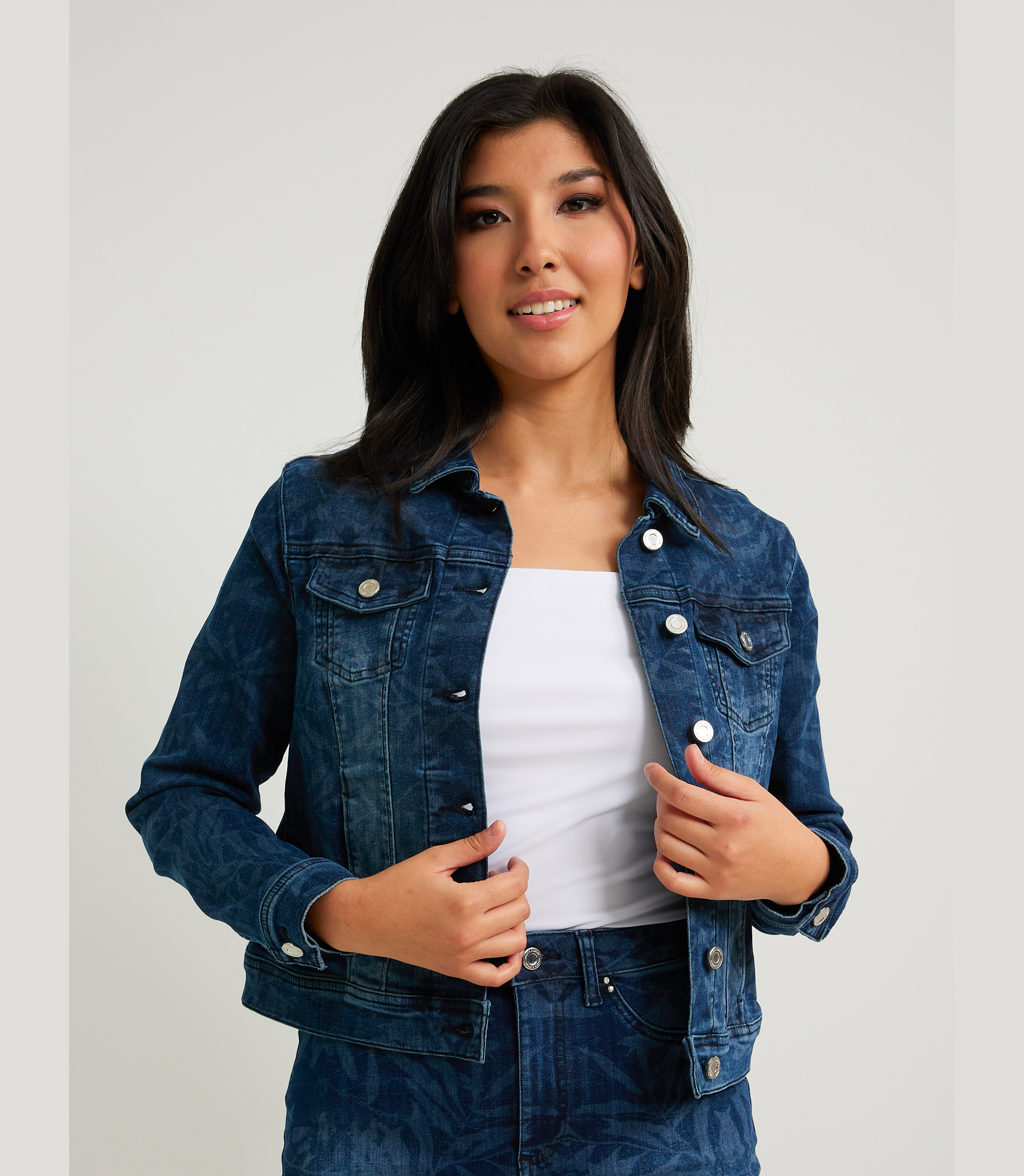JOSEPH RIBKOFF BLUE LEAF PRINTED JEAN 
