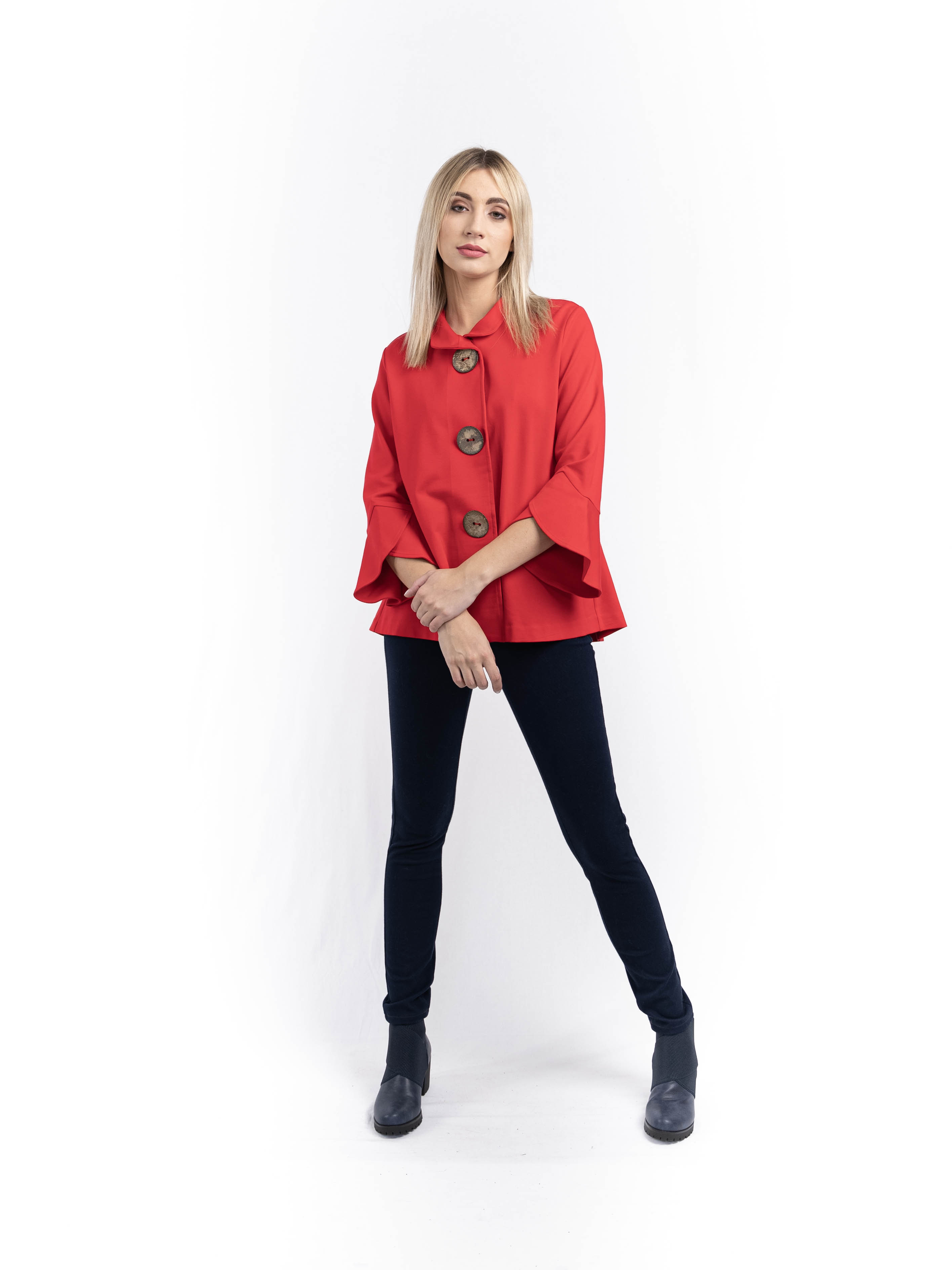 JOLIE RED BUTTON UP JACKET Rosella Style inspired by elegance