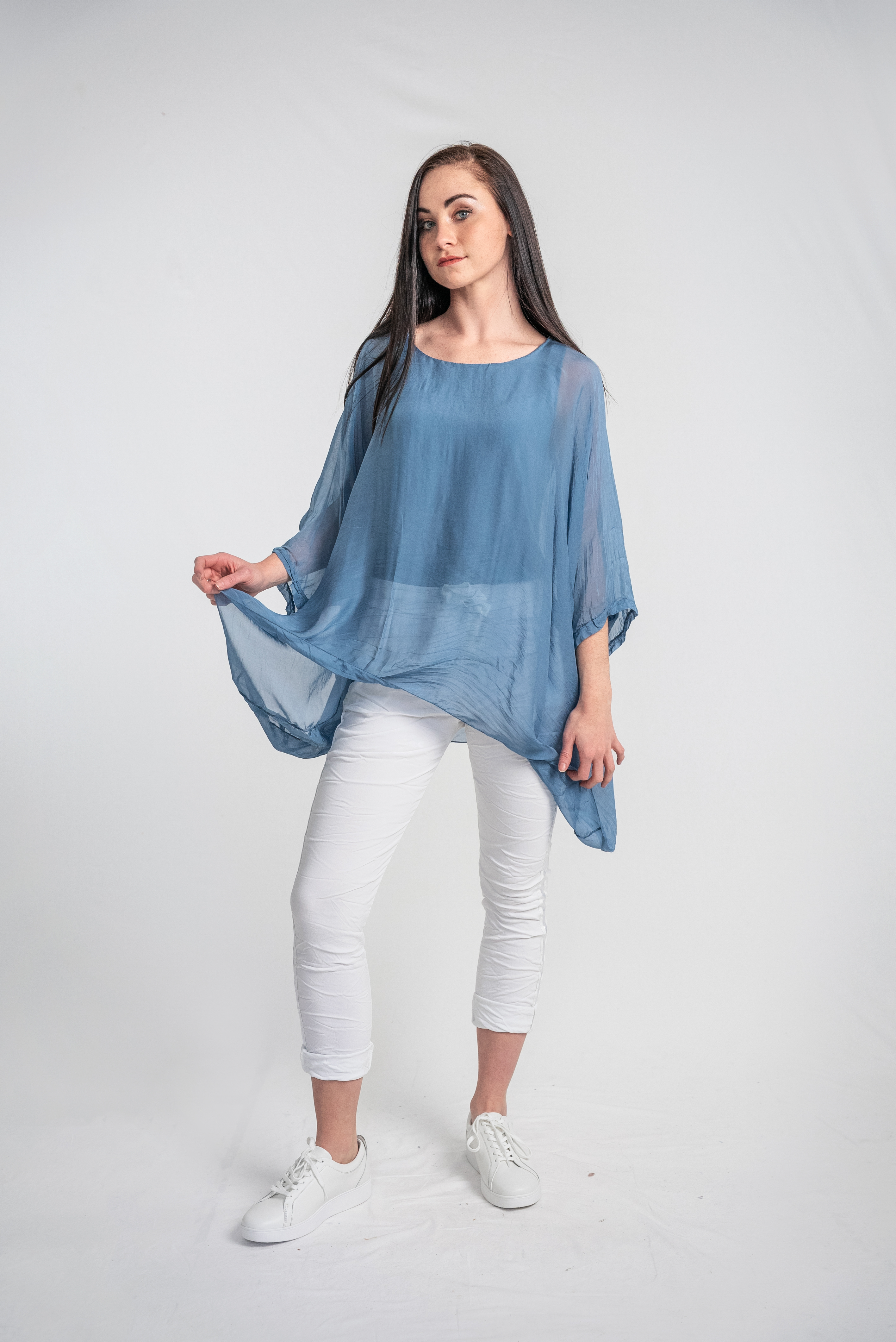 Blue outlet batwing top