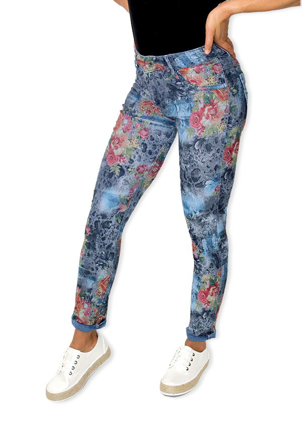 MADE IN ITALY MULTI COLOUR ROSE REVERSIBLE JEANS Rosella Style