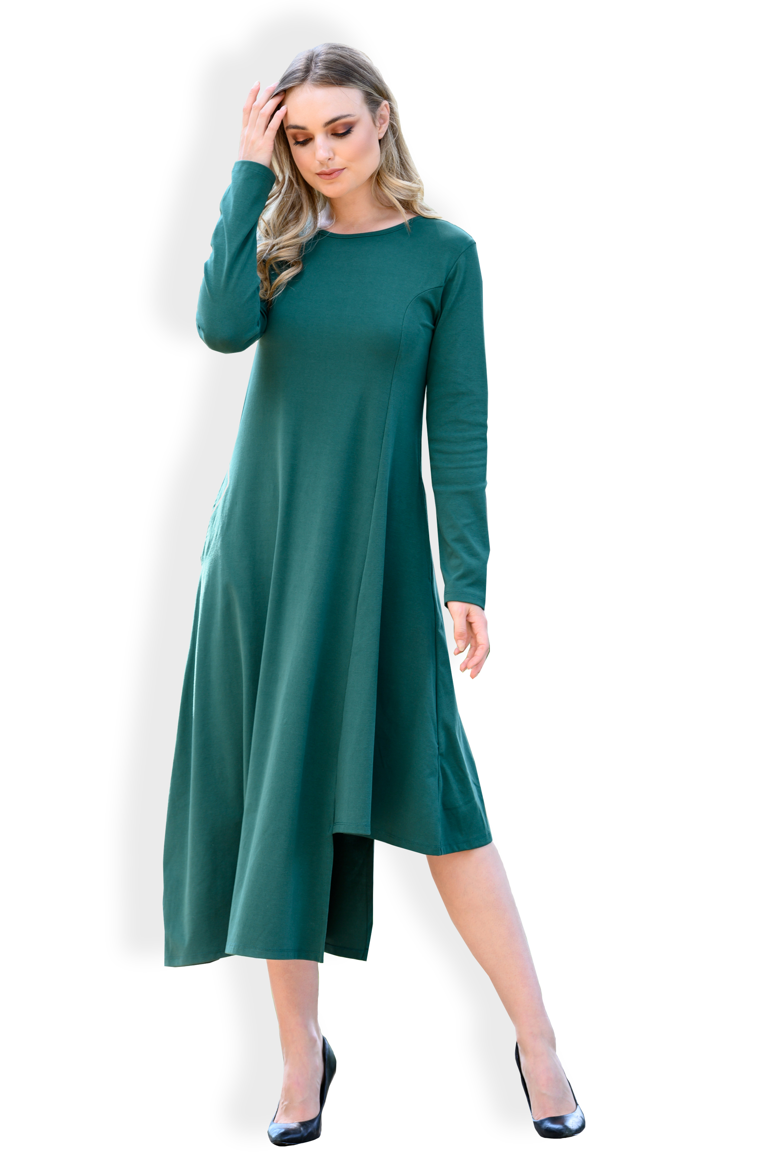MASTIK EMERALD GREEN STEP HEM DRESS | Rosella - Style inspired by elegance
