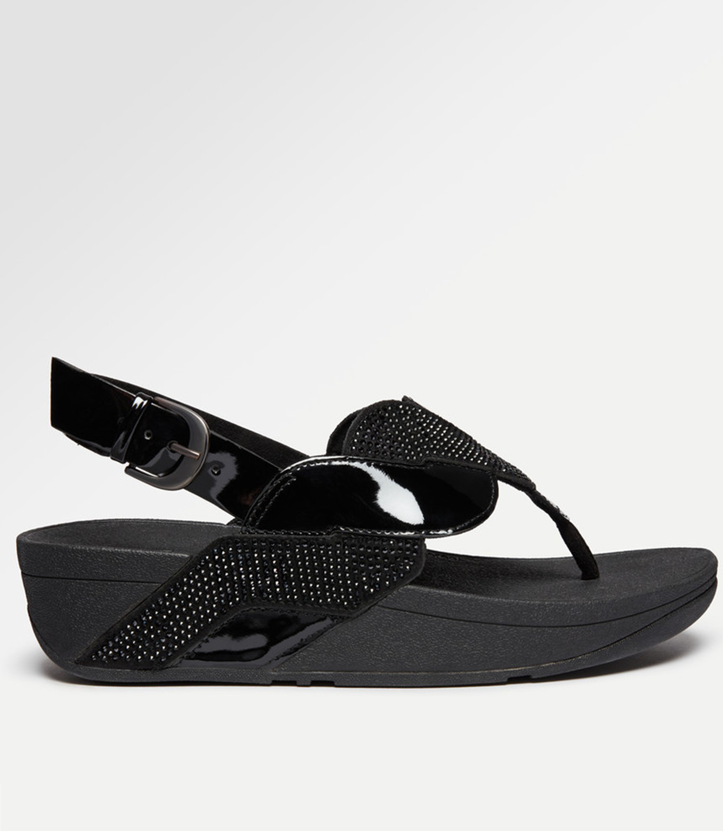  FIT  FLOP  BLACK PAISLEY GLITTER ROPE BACK STRAP SANDAL 