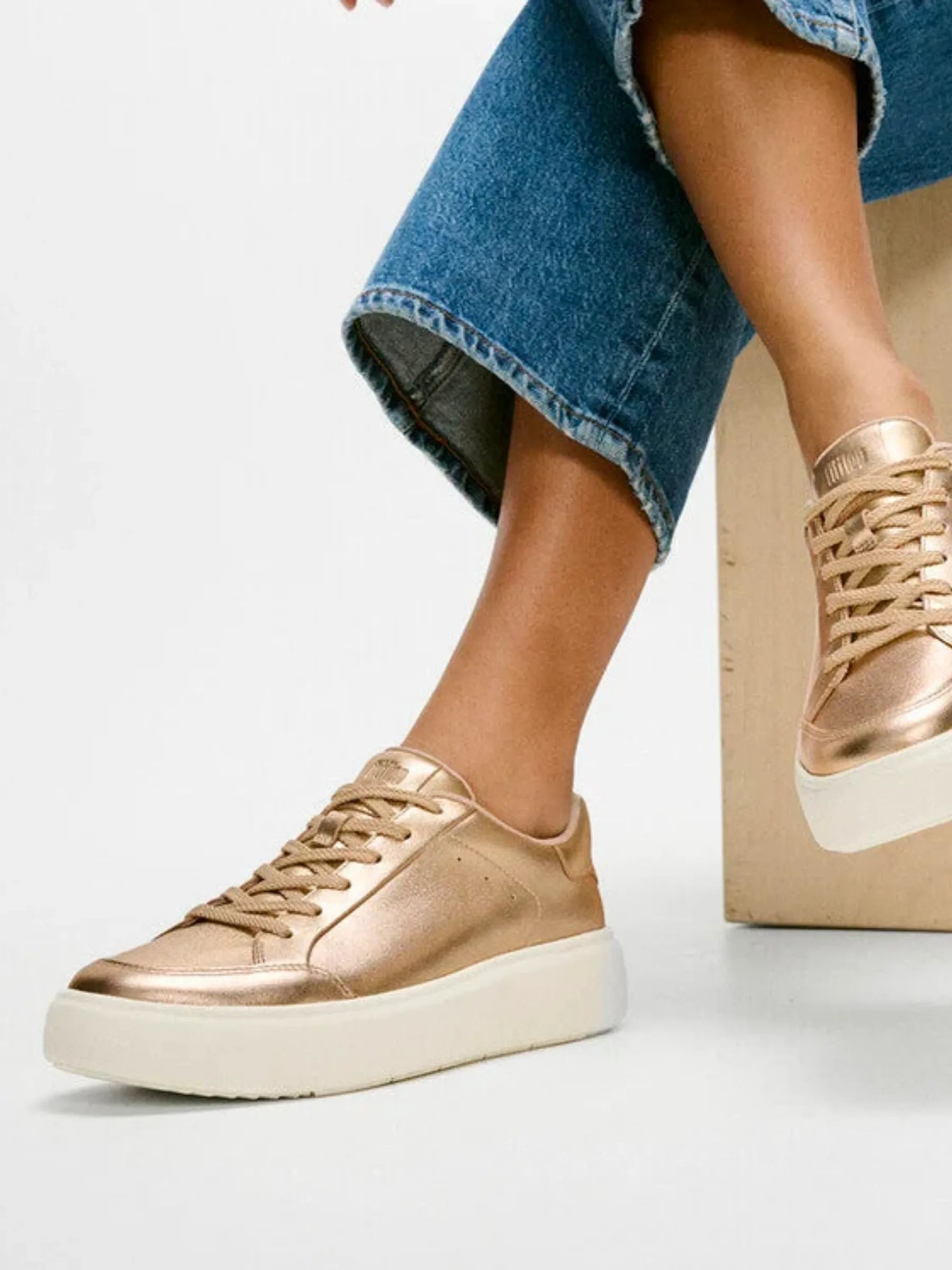 FITFLOP PLATINO RTG METALIC LEATHER SNEAKER