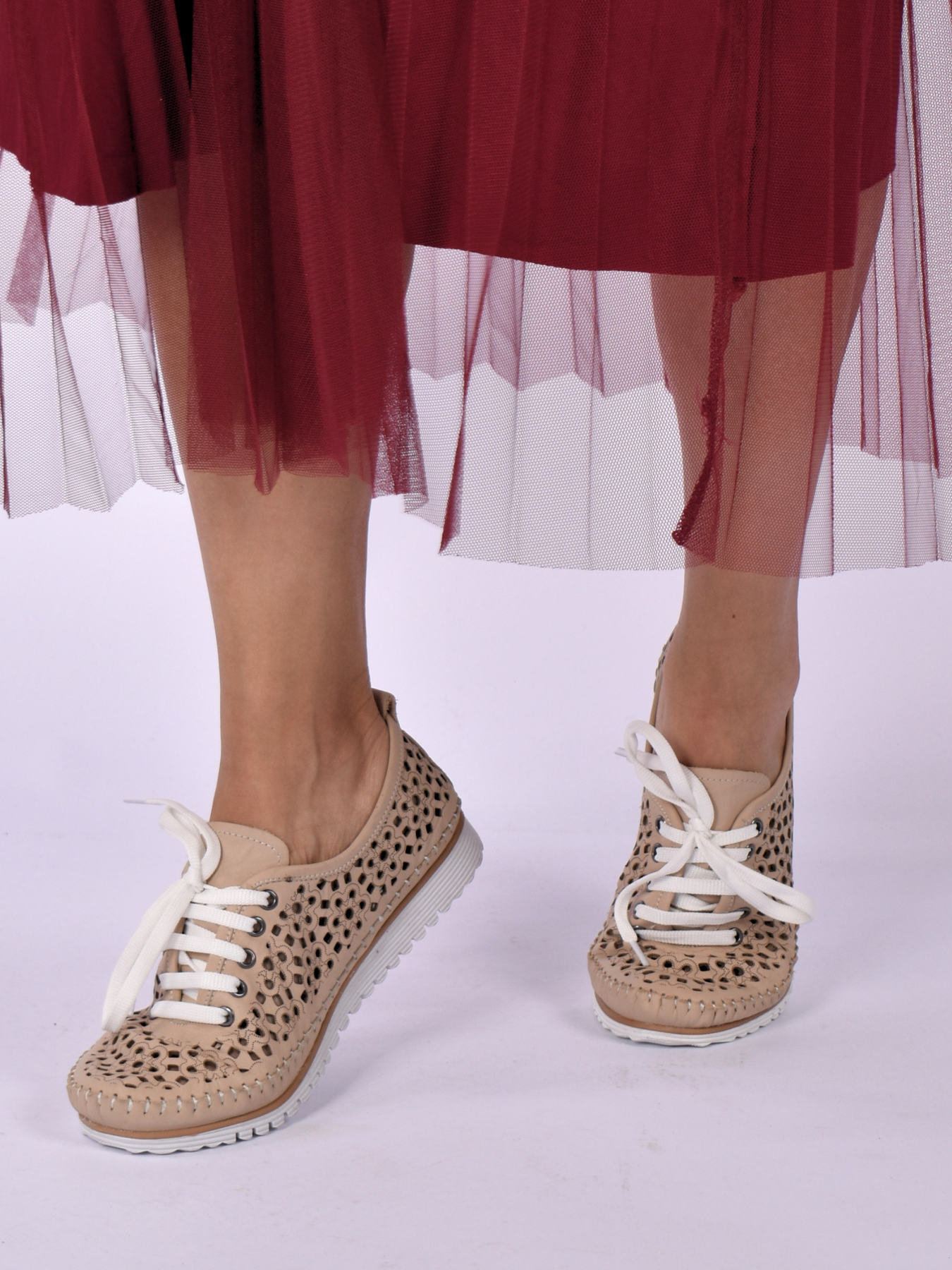 JOLIE BEIGE LEATHER SNEAKER