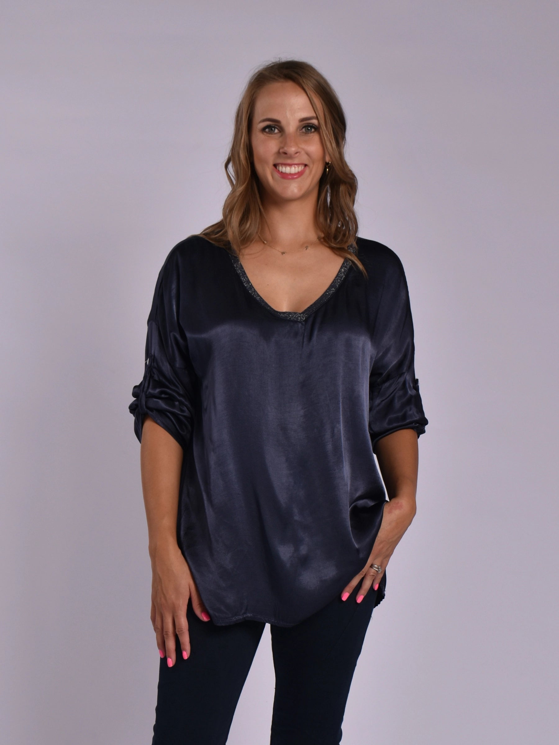 MADE IN ITALY LIGHT BROWN SILKY TOP