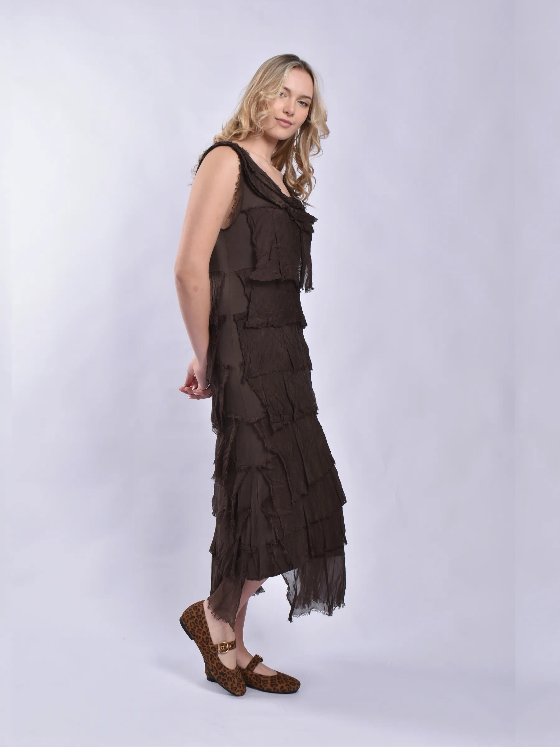 MADE IN ITALY LONG FRILL DRESS