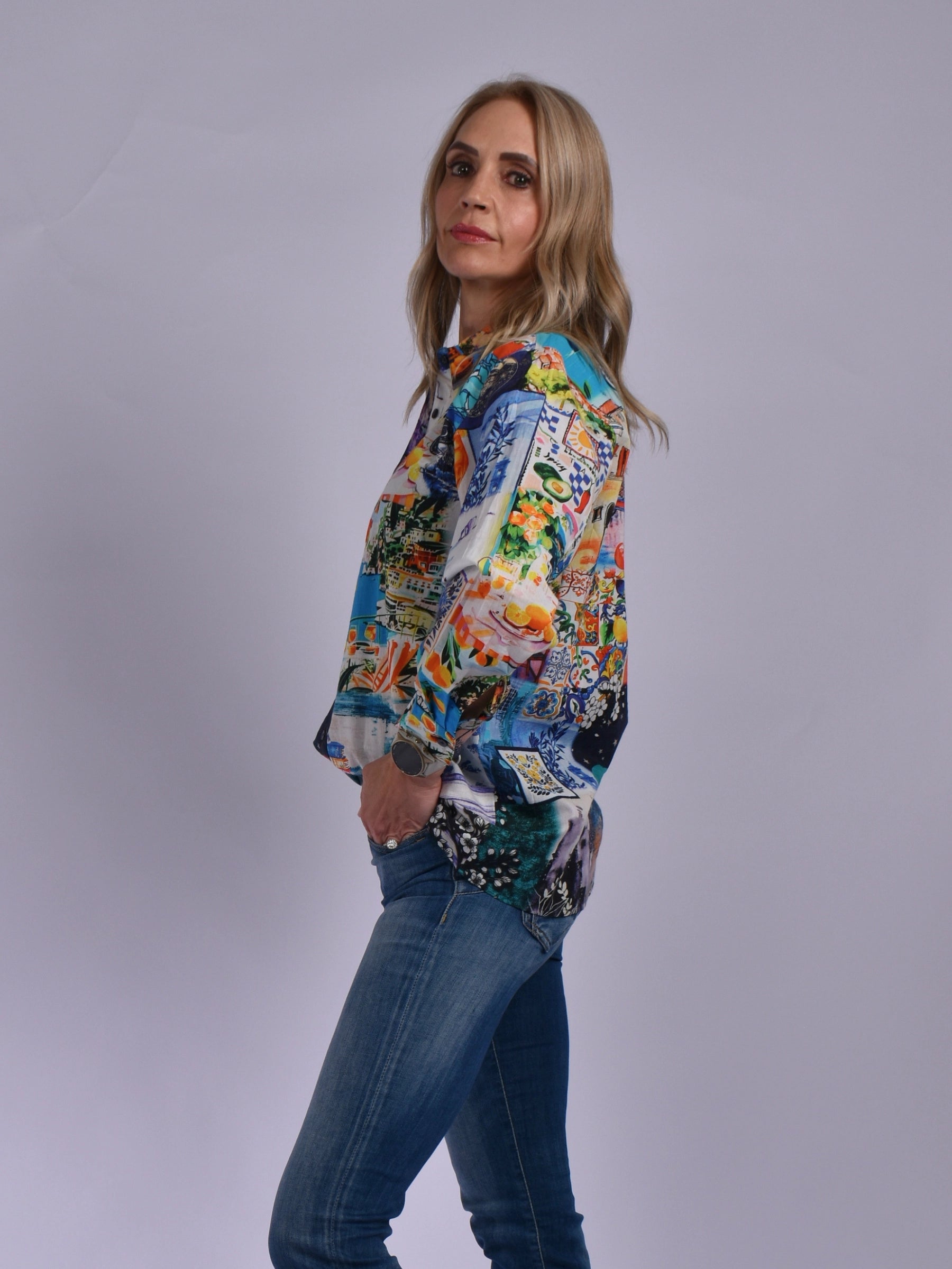 JOLIE PURPLE MULTI CAROLINE SHIRT