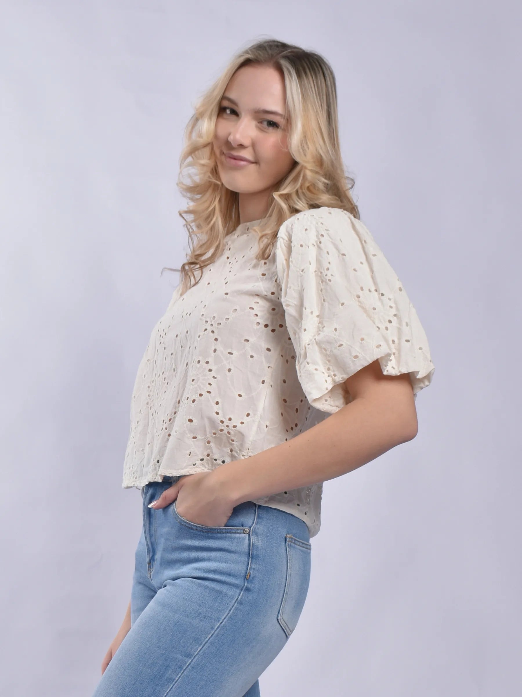 Made In Italy Puff Shoulder Top