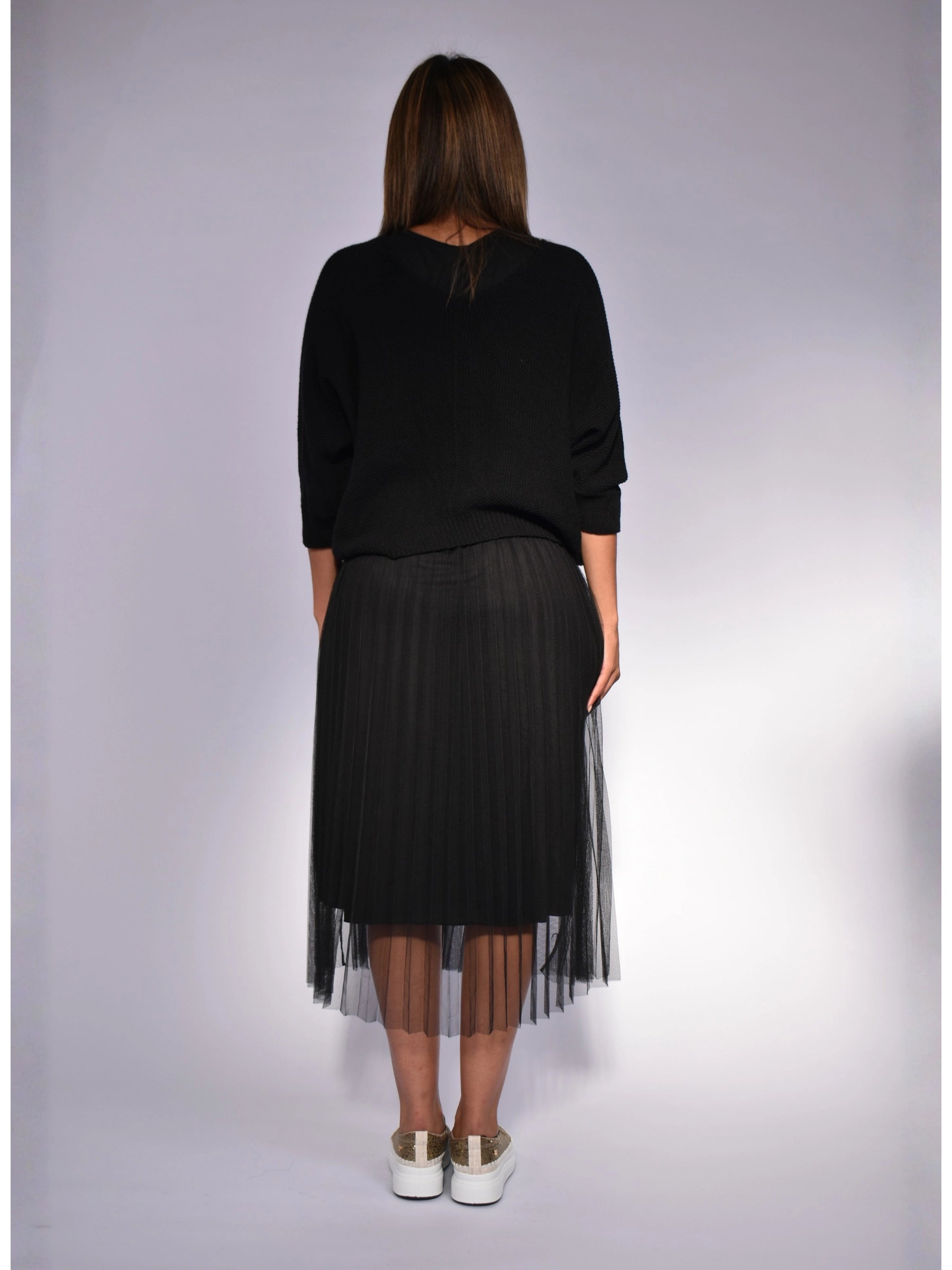 MADE IN ITALY BLACK DRESS WITH JERSEY