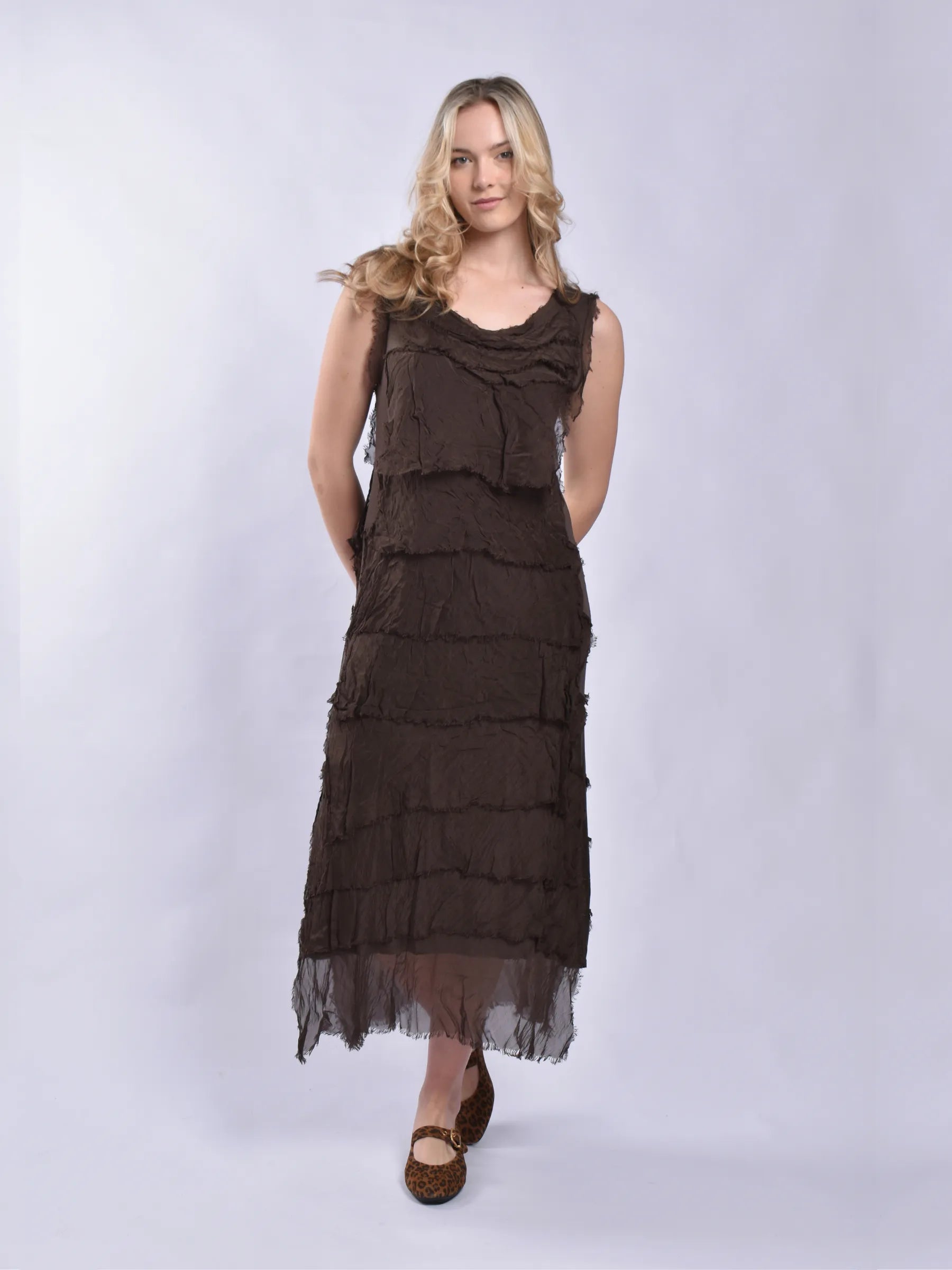 MADE IN ITALY LONG FRILL DRESS