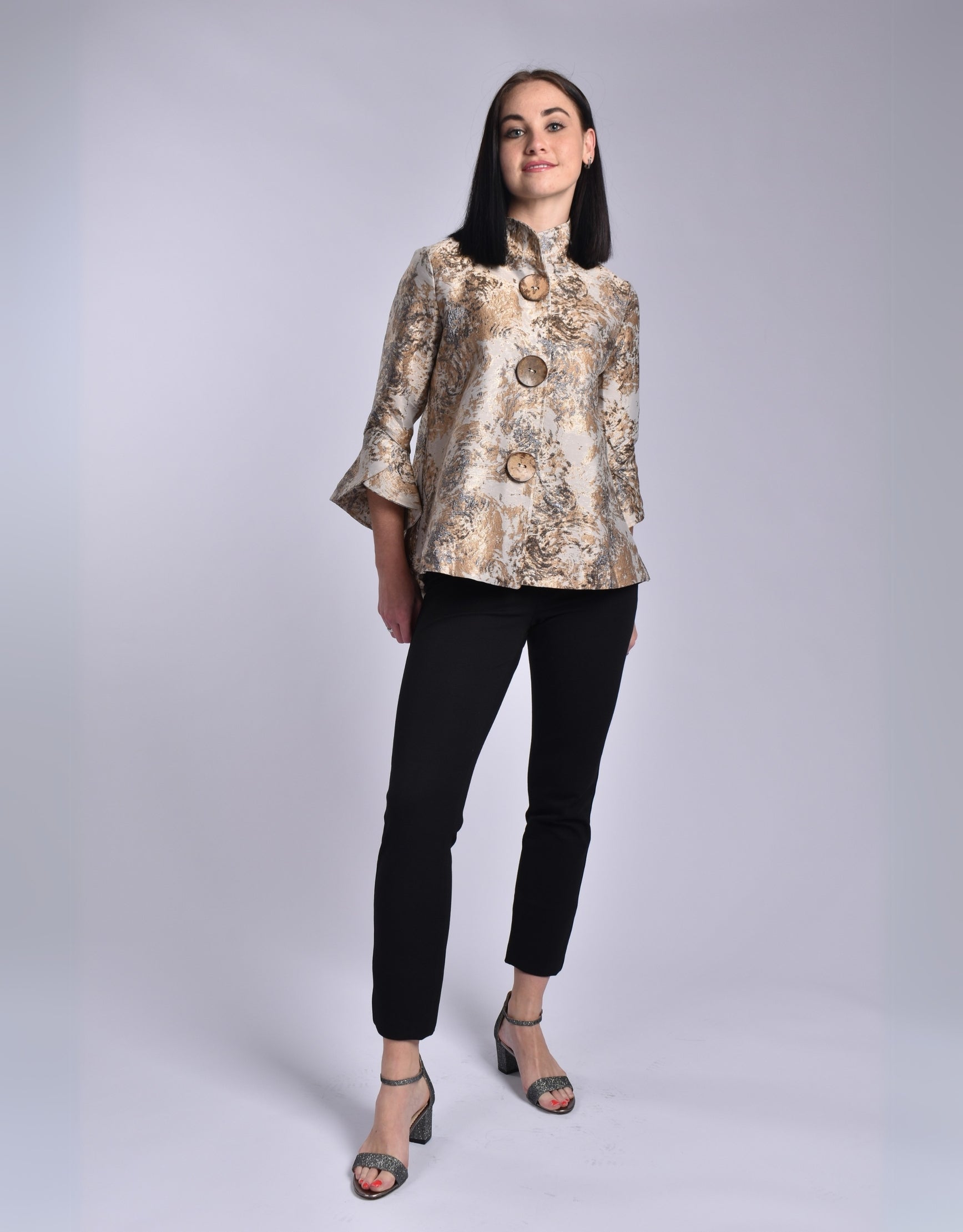 JOLIE BEIGE GOLD BUTTON UP JACKET